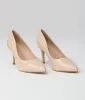 Beige Patent Leatherette Stiletto Heels sold by Unique Vintage