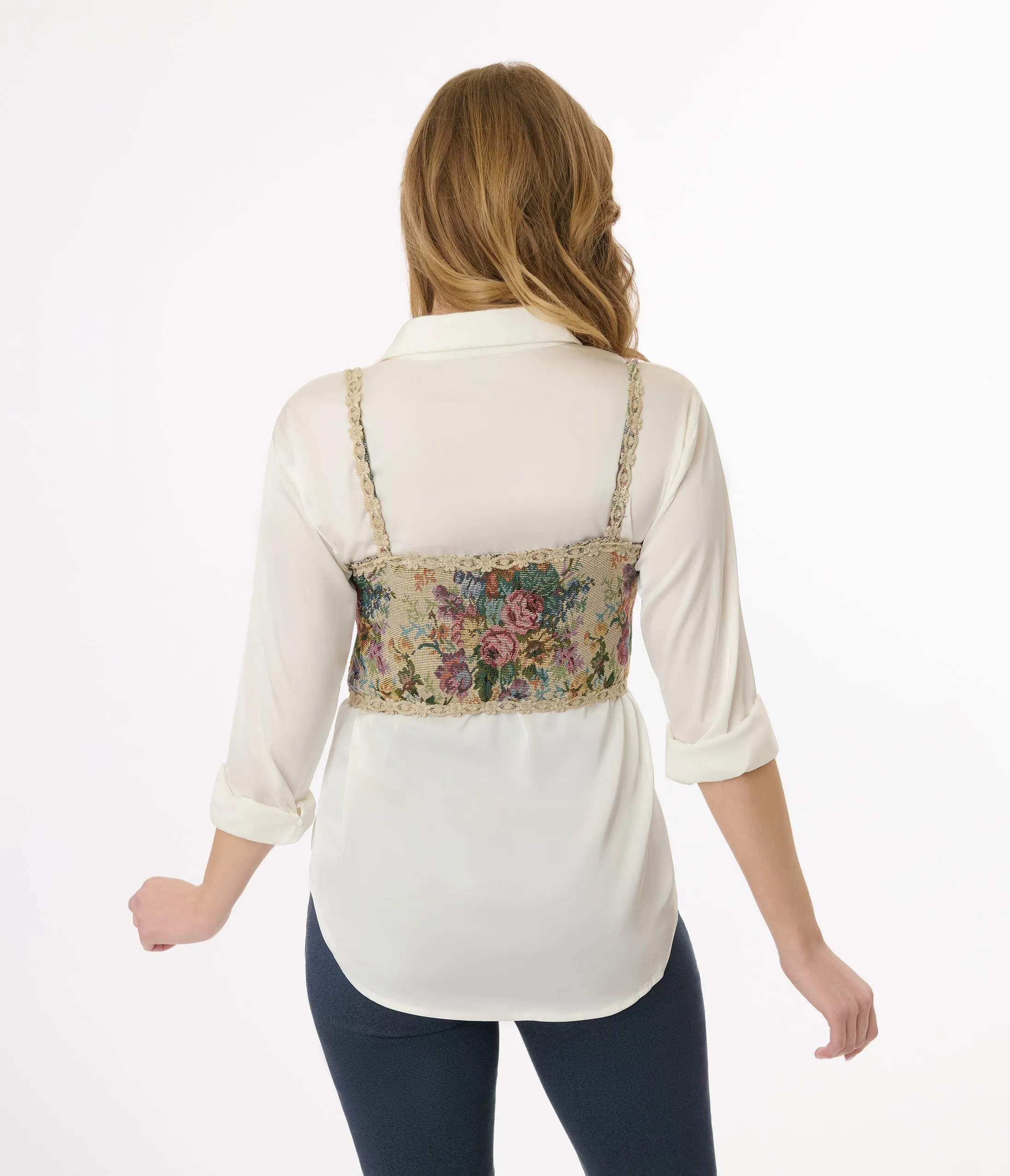 Victorian Style Floral Lace Up Corset sold by Unique Vintage product image thumbnail 3