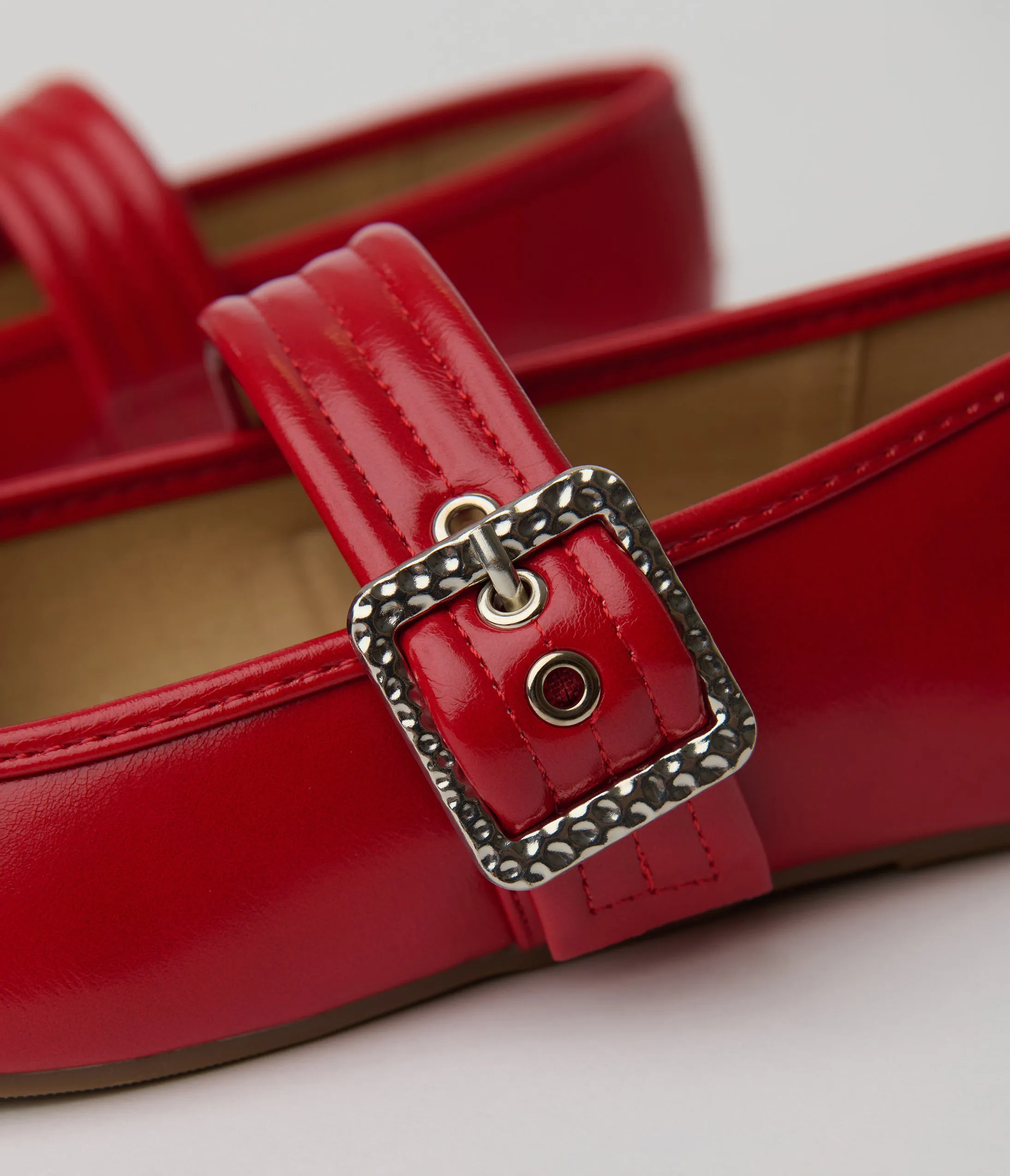 1950s Red Leatherette Mary Jane Flats sold by Unique Vintage product image thumbnail 2