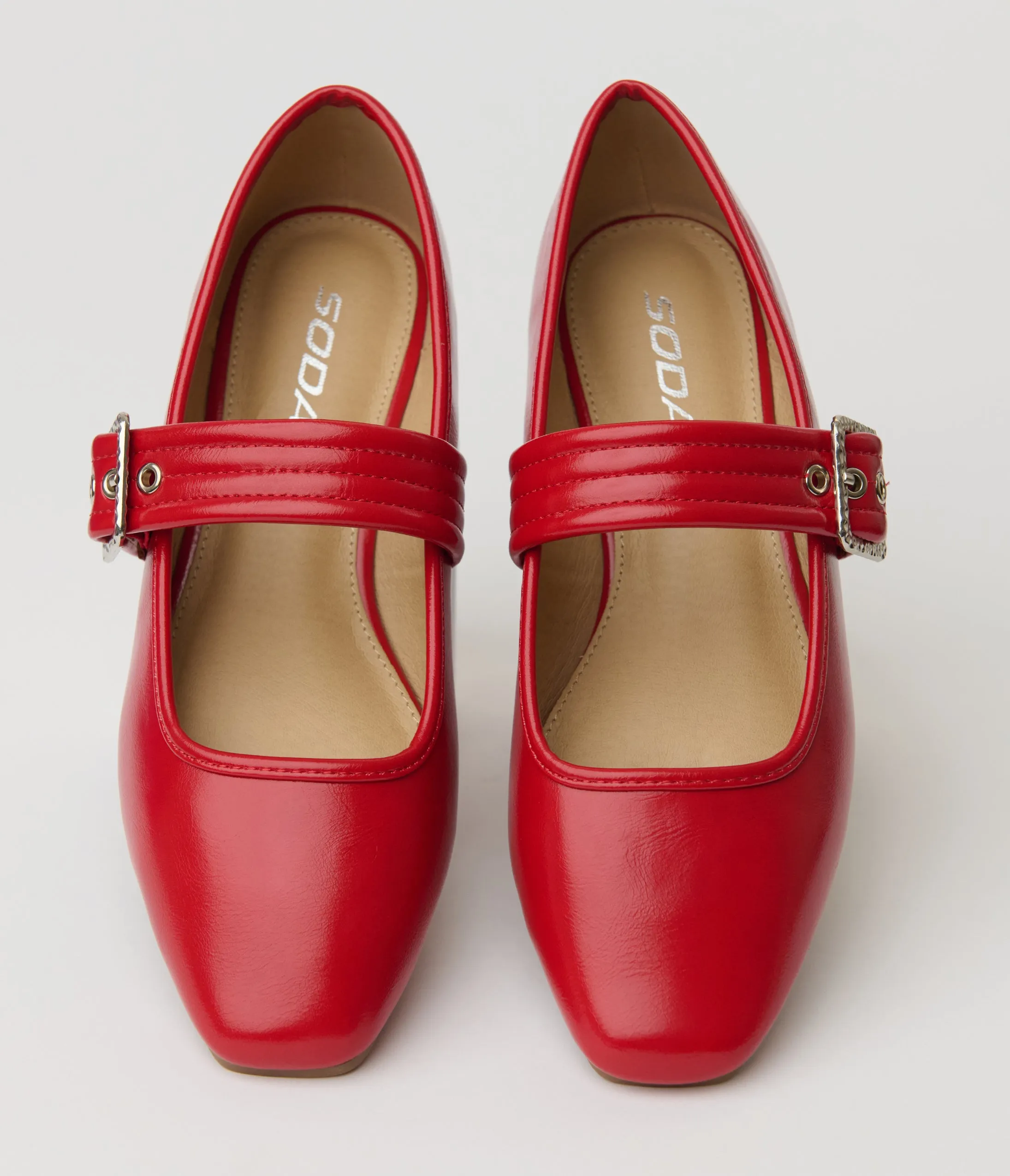 1950s Red Leatherette Mary Jane Flats sold by Unique Vintage product image thumbnail 3