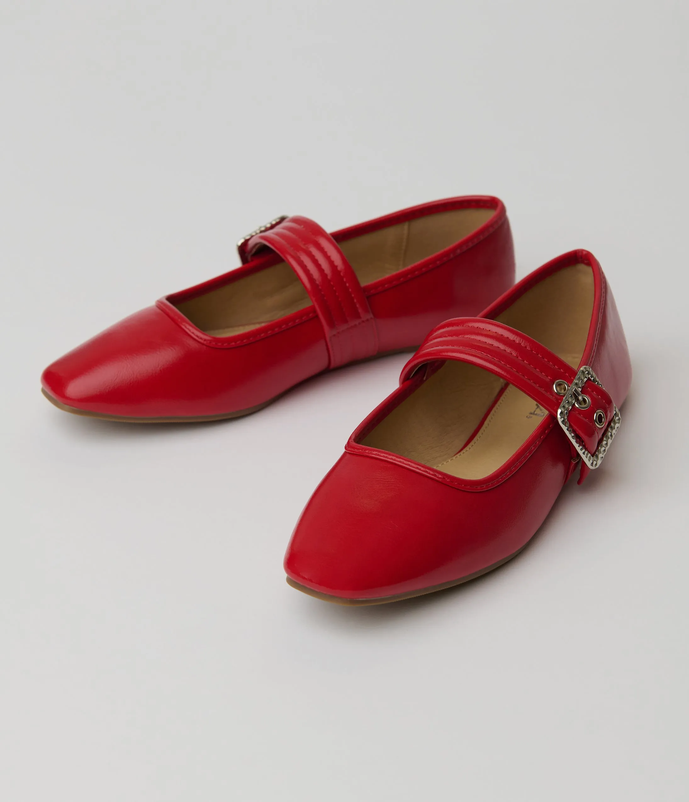 1950s Red Leatherette Mary Jane Flats sold by Unique Vintage