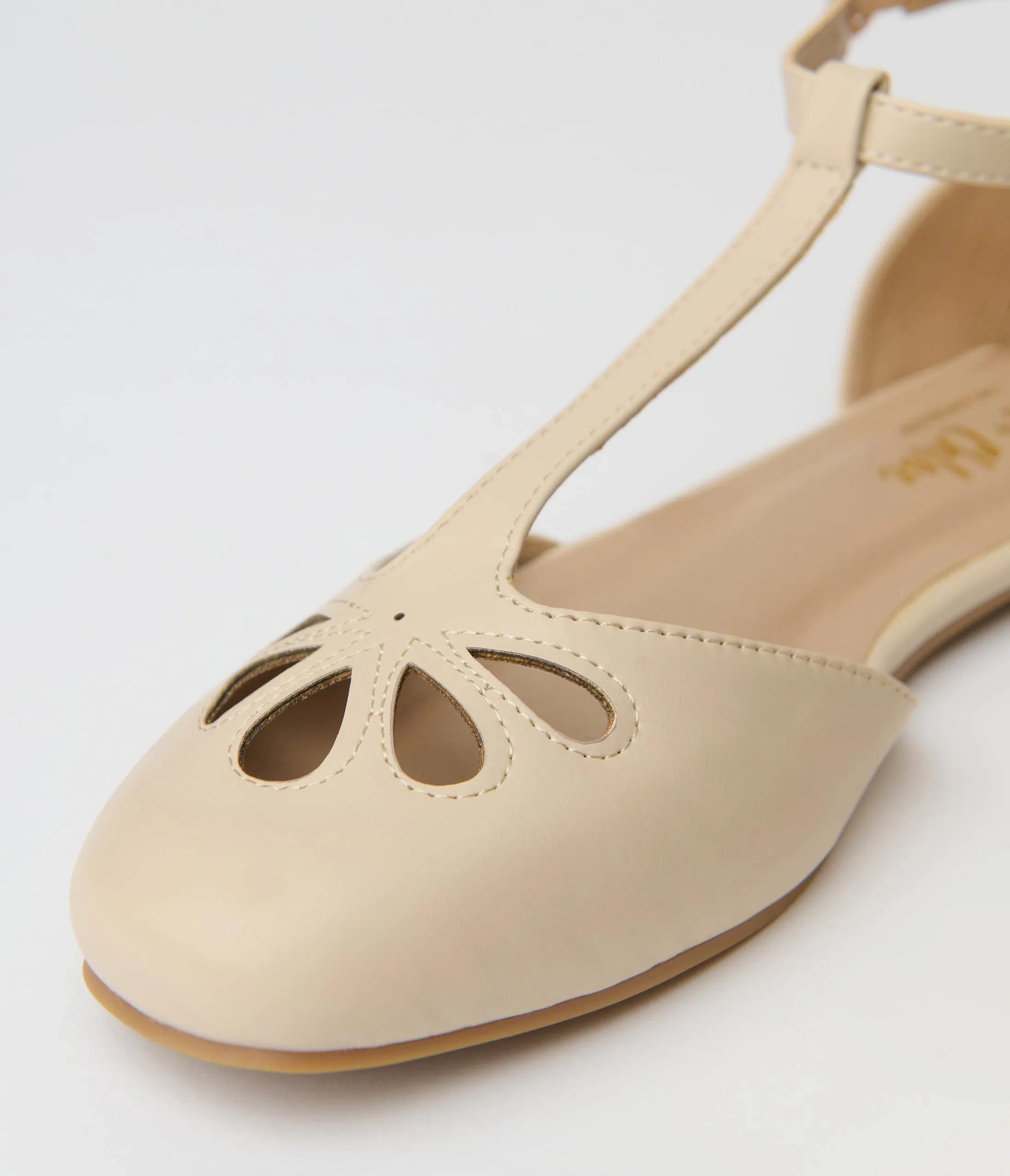 1920s Style Beige Leatherette T-Strap Flats sold by Unique Vintage product image thumbnail 2