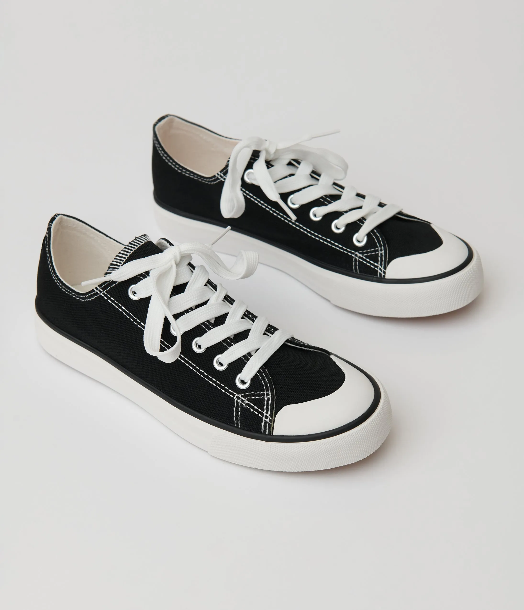 Black Lace Up Canvas Sneakers sold by Unique Vintage product image thumbnail 2