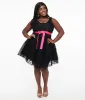 Smak Parlour Plus Size 1960s Black & Hot Pink Empire Waist Mini Dress sold by Unique Vintage