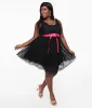 Smak Parlour Plus Size 1960s Black & Hot Pink Empire Waist Mini Dress sold by Unique Vintage