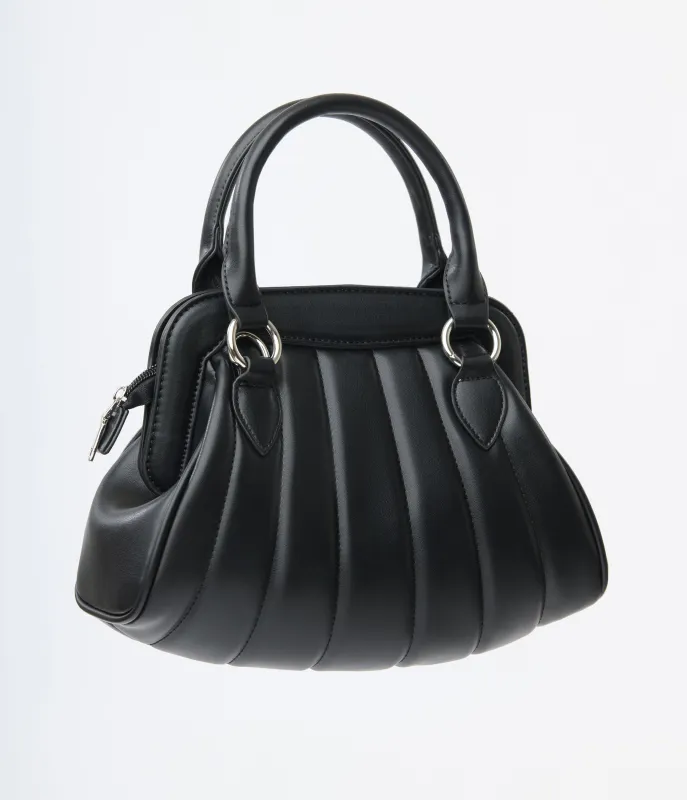 Royal Monk Black Leatherette Audrey Handbag sold by Unique Vintage