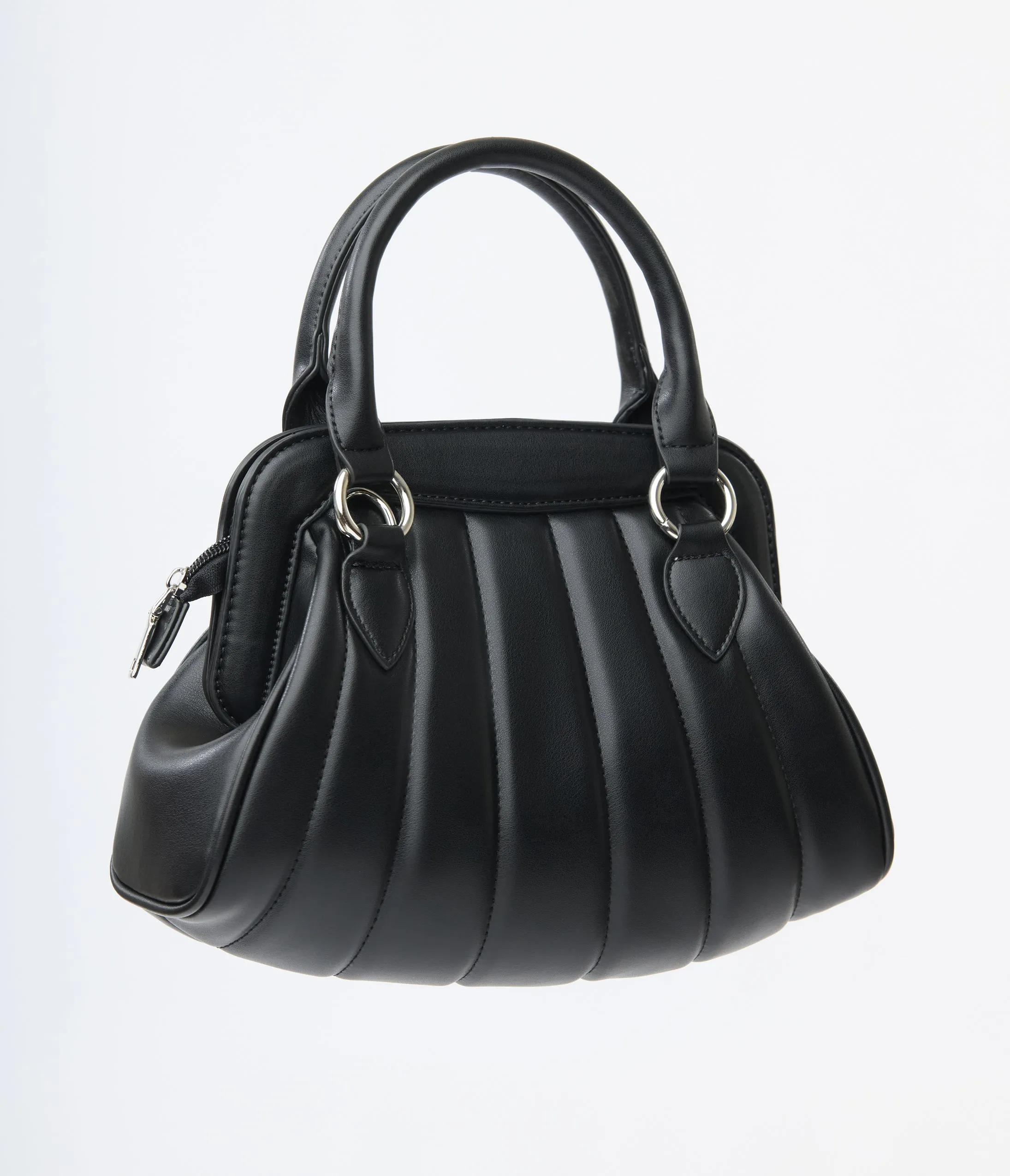 Royal Monk Black Leatherette Audrey Handbag sold by Unique Vintage