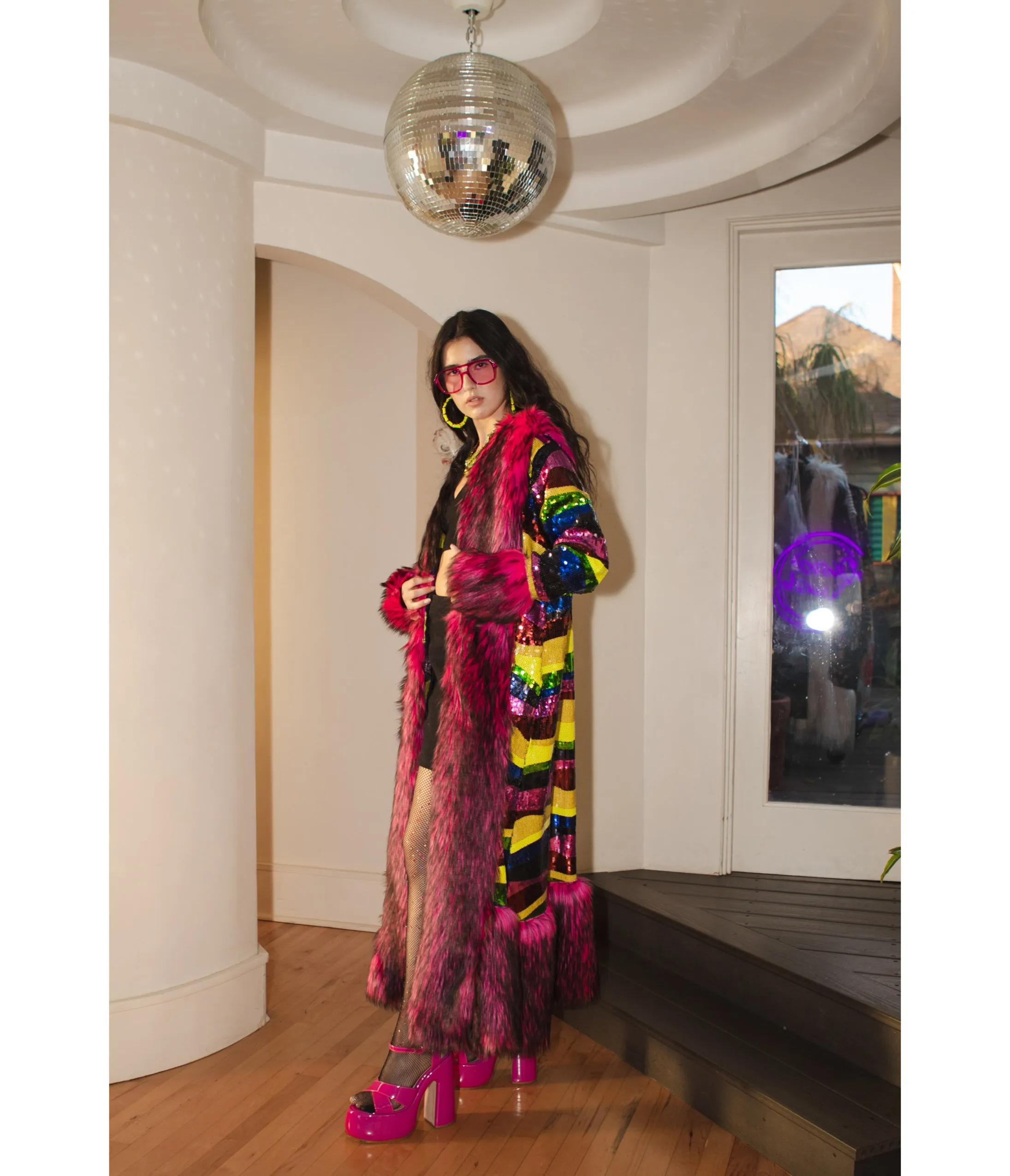 Jennafer Grace Penny Deluxe Rainbow Road Faux Fur Jacket sold by Unique Vintage product image thumbnail 3