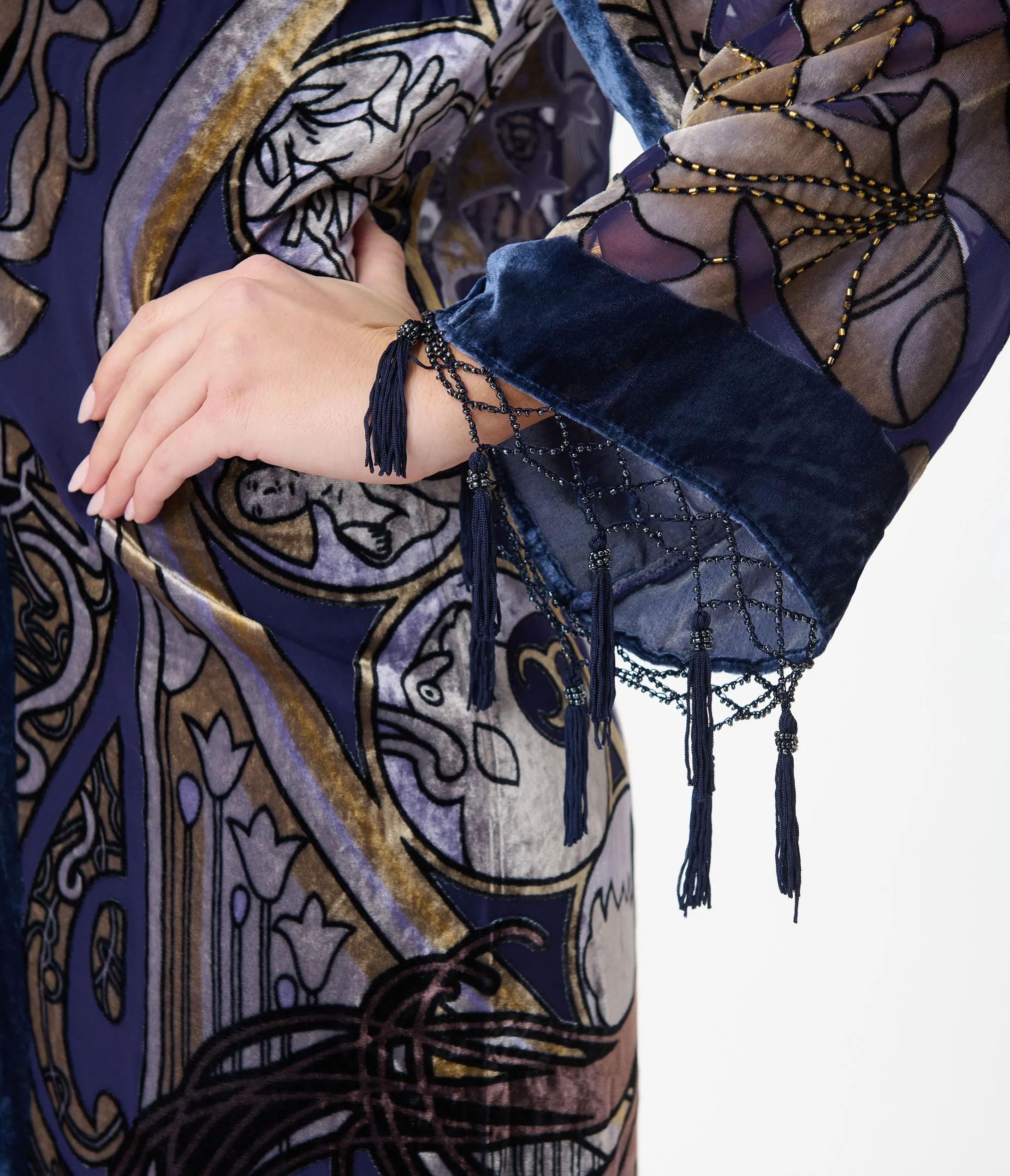 1920s Purple Beaded Zodiac Goddess Devore Velvet Scarf Coat sold by Unique Vintage product image thumbnail 3