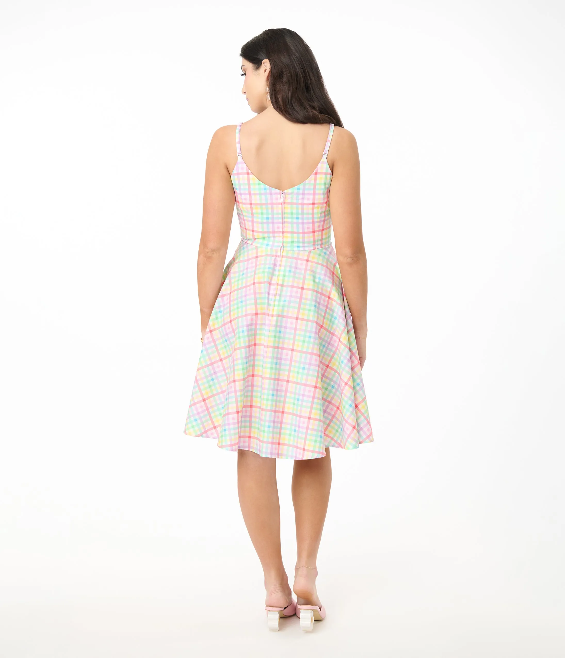 Hell Bunny Rainbow Gingham Cotton Swing Dress sold by Unique Vintage product image thumbnail 3
