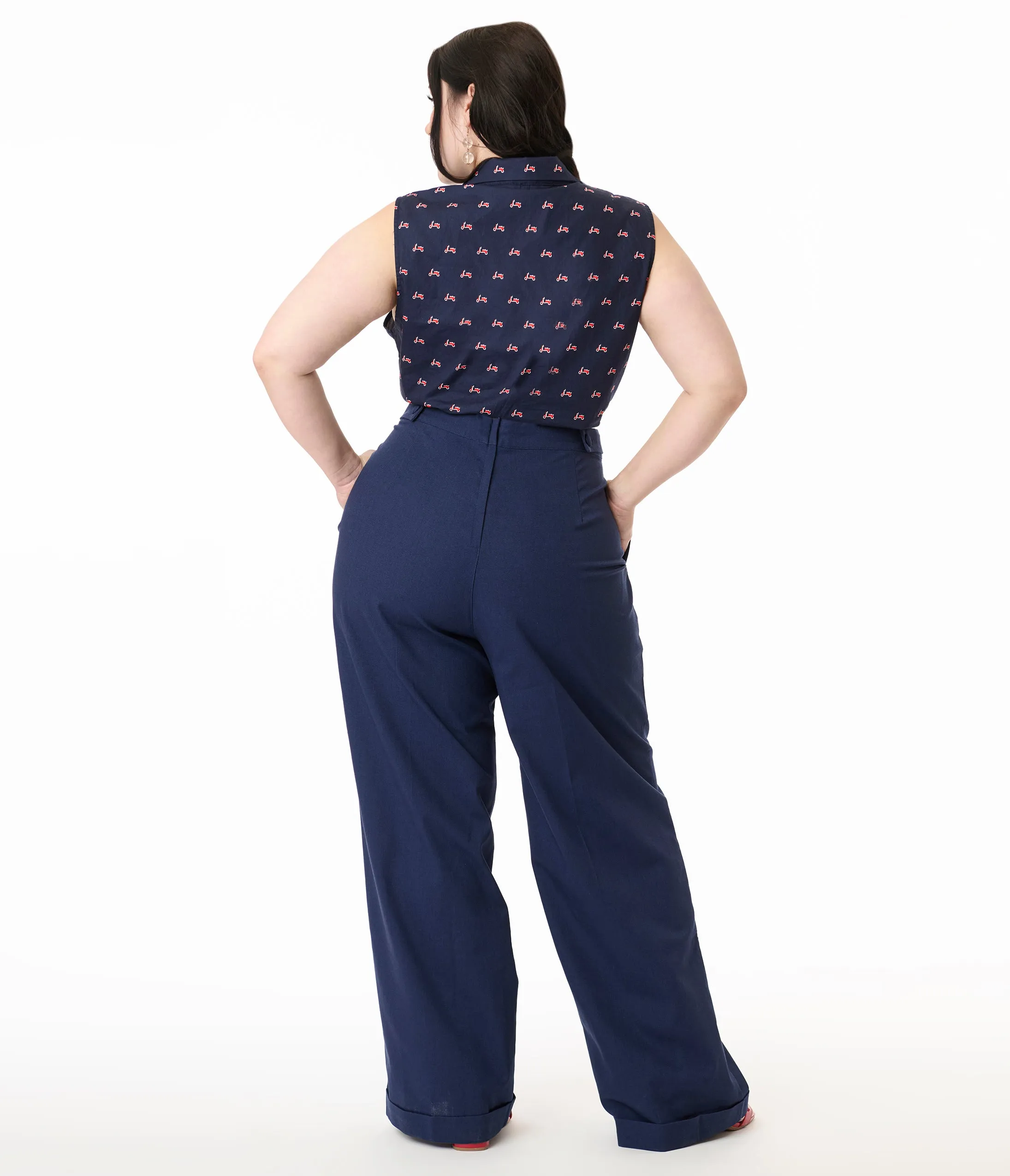 Royal Monk Plus Size 1940s Navy Blue Trousers sold by Unique Vintage product image thumbnail 3