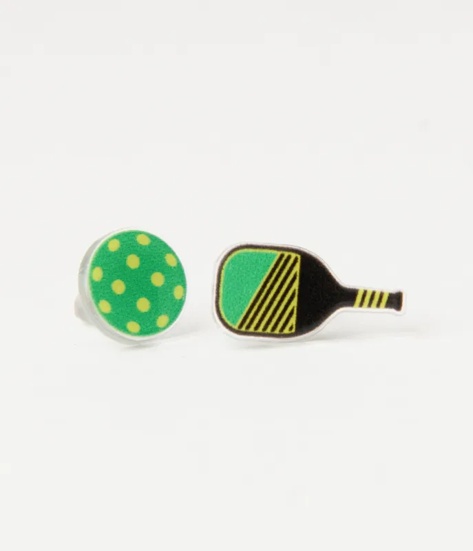 Green Pickleball Earrings sold by Unique Vintage