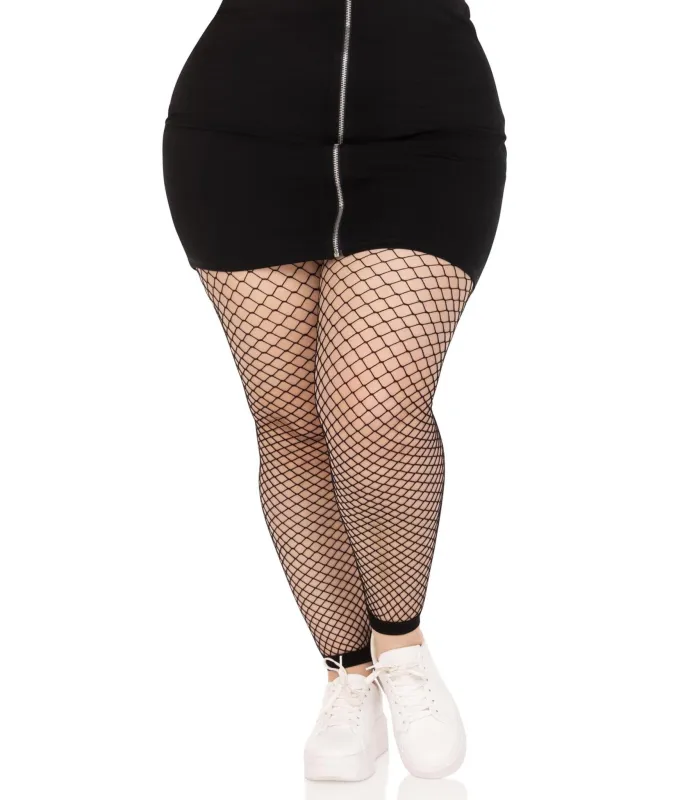 Leg Avenue Plus Size Delilah Footless Fishnet Tights sold by Unique Vintage