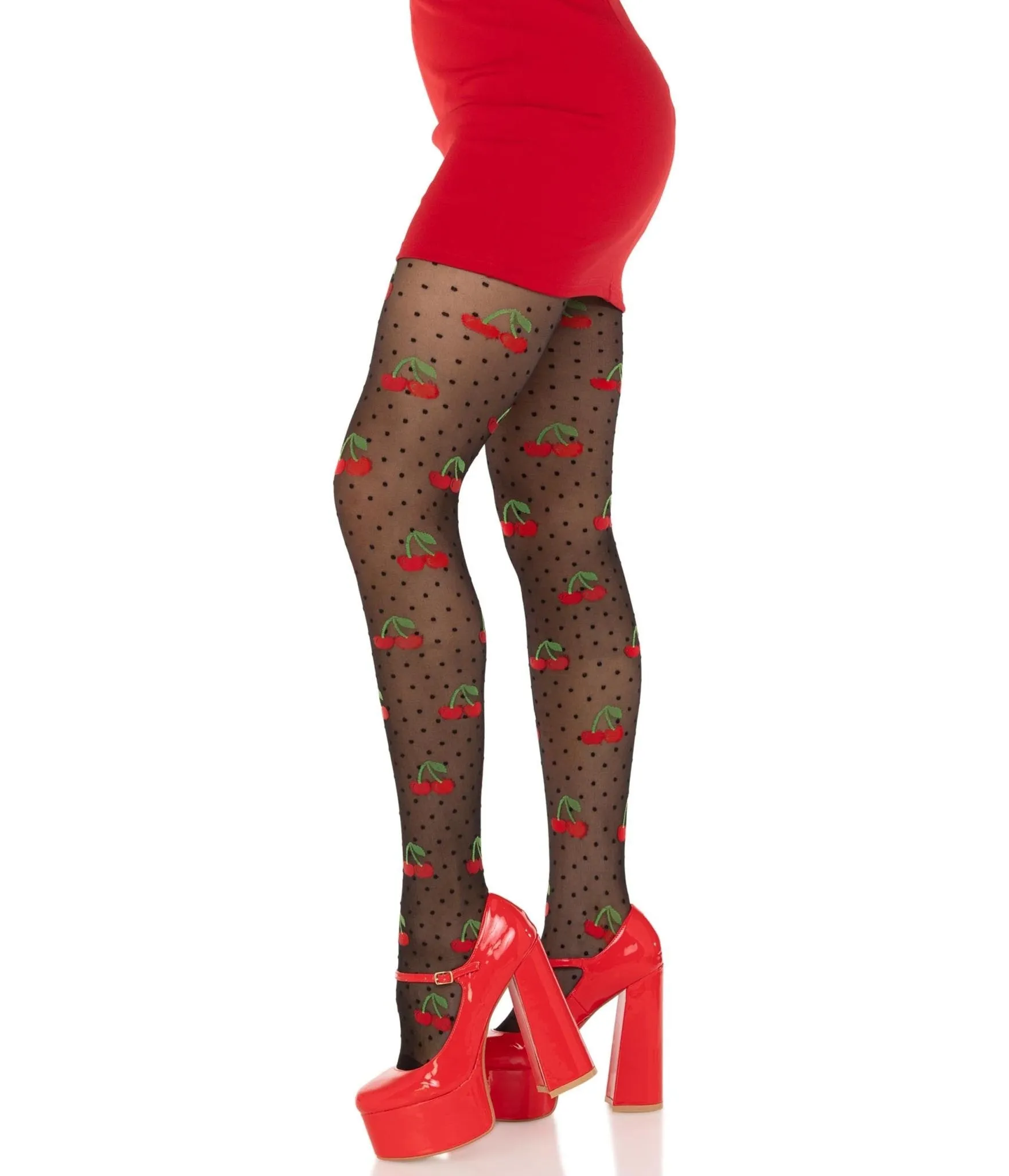 Leg Avenue Sheer Cherry Pie Polka Dot Tights sold by Unique Vintage product image thumbnail 2