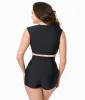 Unique Vintage Black High Waist Swim Shorts sold by Unique Vintage