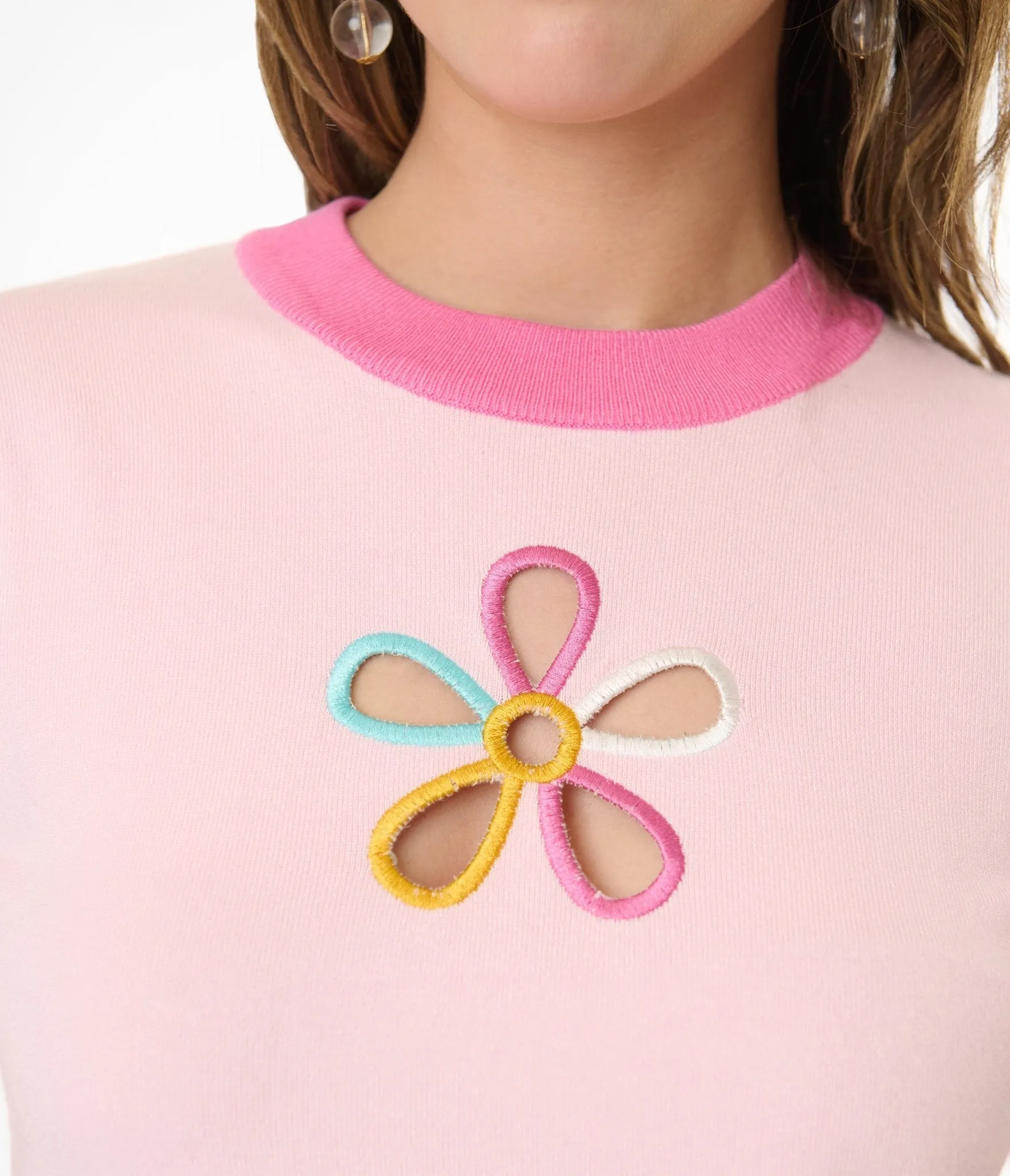 Smak Parlour Pink & Rainbow Flower Cutout Sweater sold by Unique Vintage product image thumbnail 2