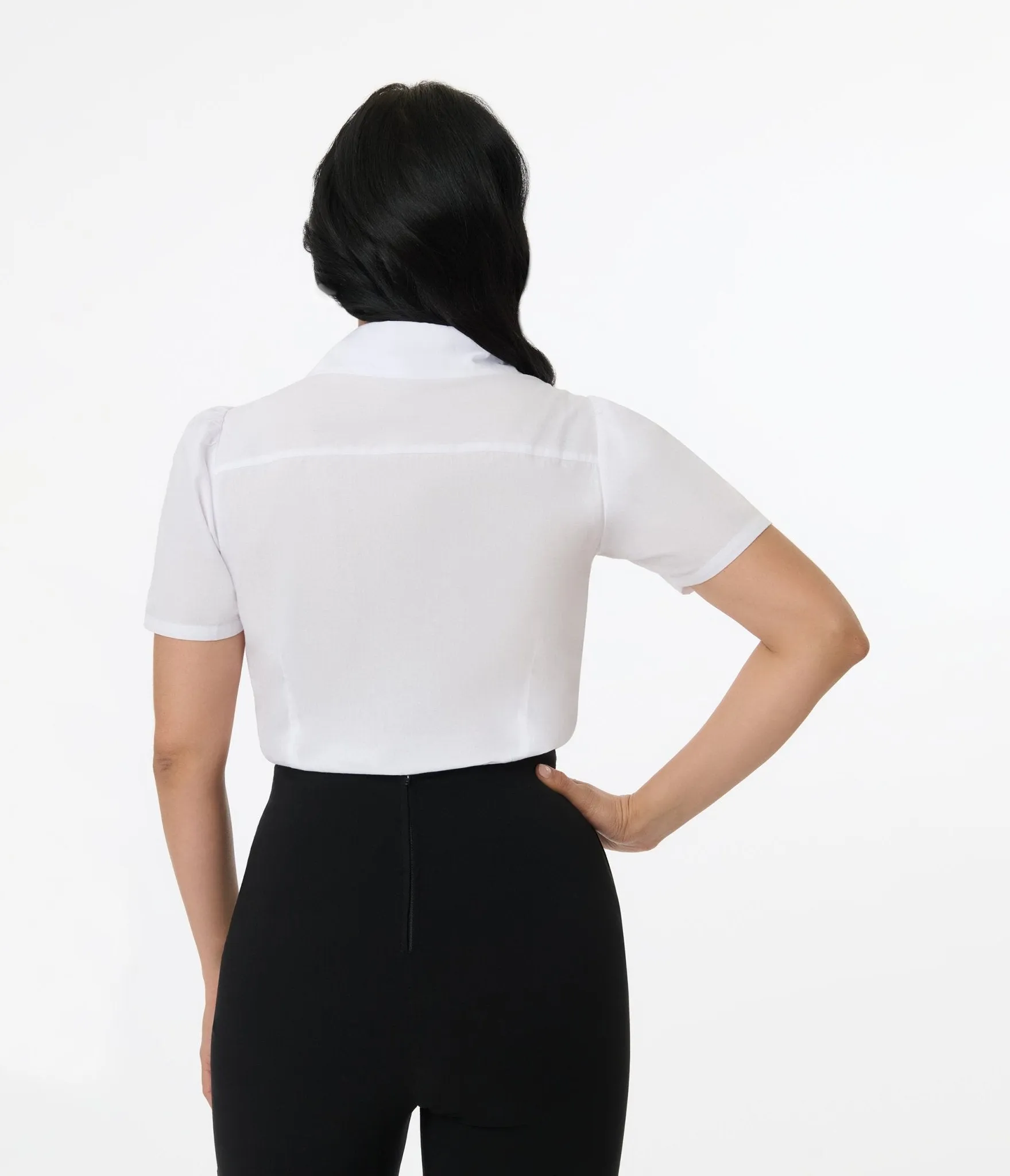 Unique Vintage 1960s White Flying Butterflies Cotton Blouse sold by Unique Vintage product image thumbnail 3