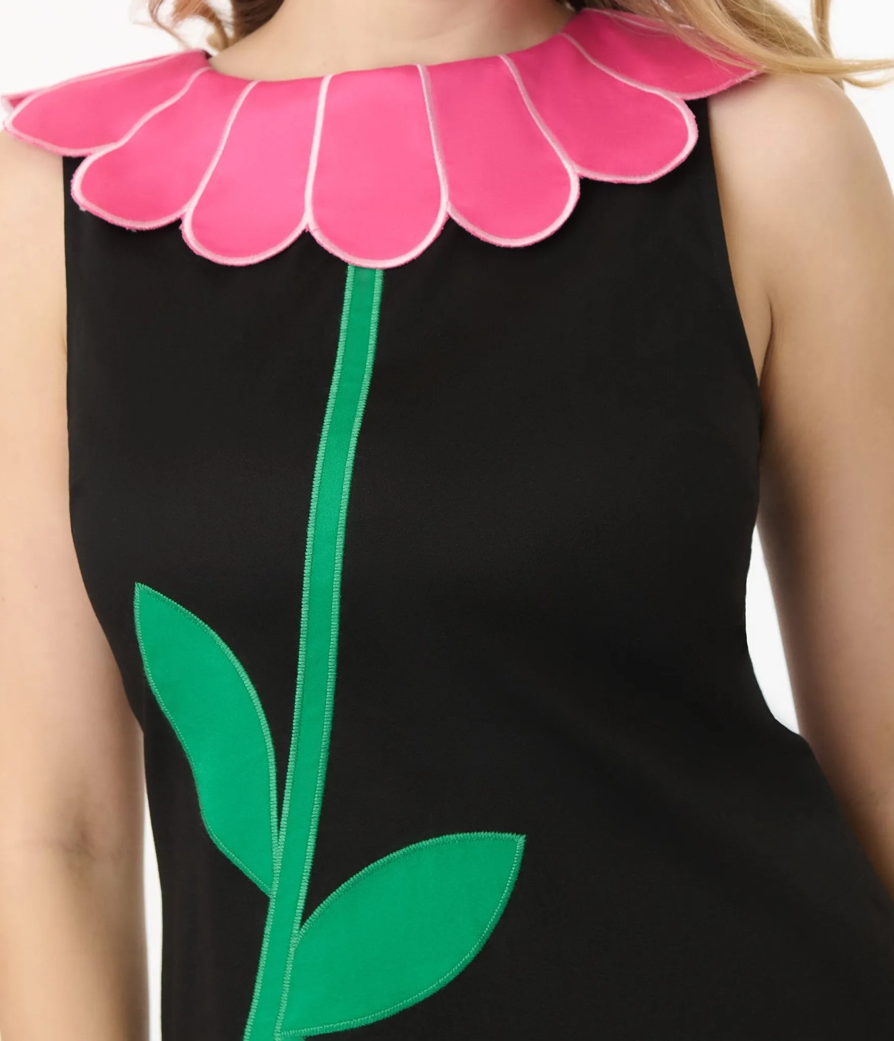 Smak Parlour Black & Pink Petal Collar Cotton Shift Dress sold by Unique Vintage product image thumbnail 2