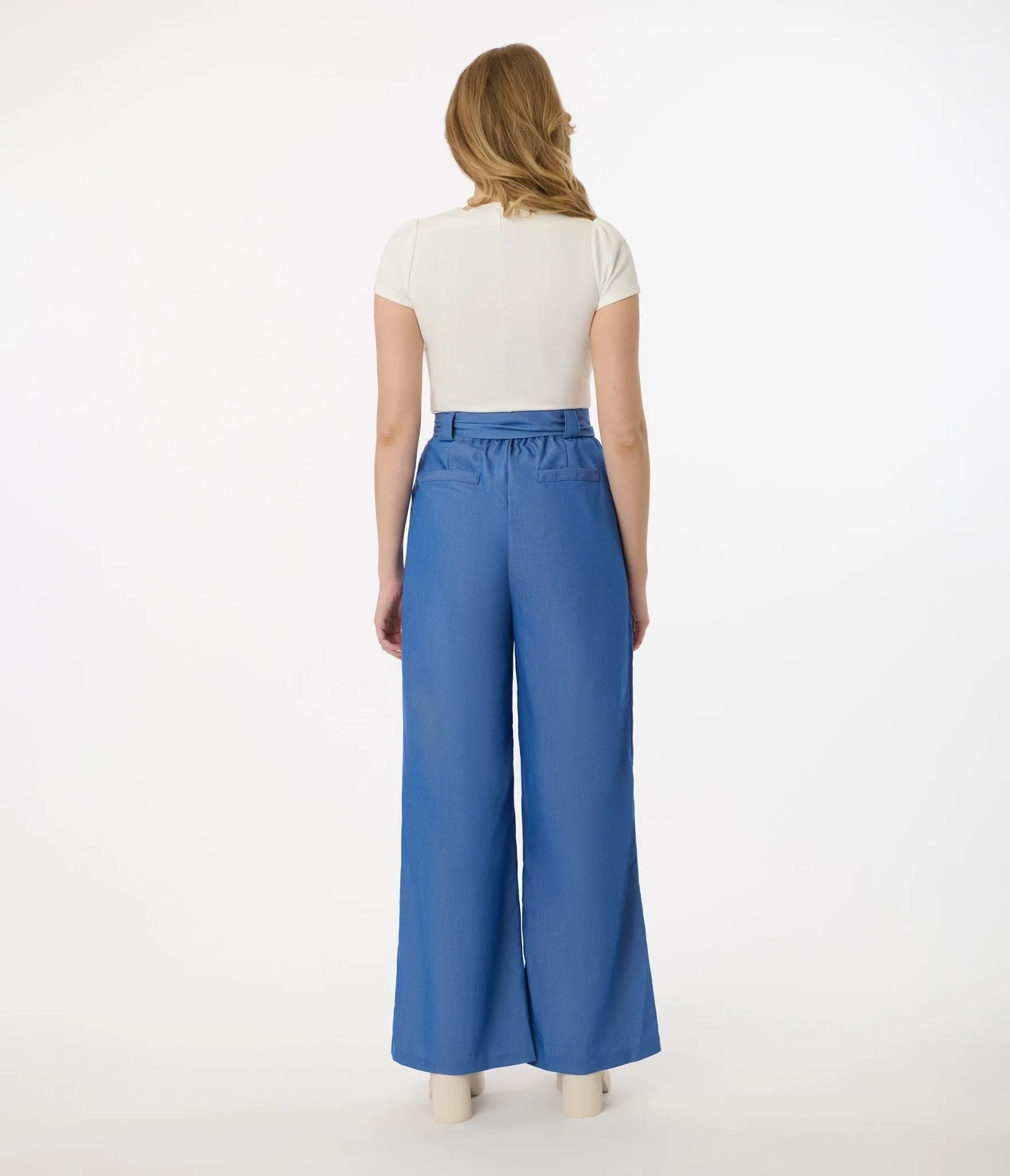 Unique Vintage 1950s Blue Chambray Wide Leg Trousers sold by Unique Vintage product image thumbnail 3