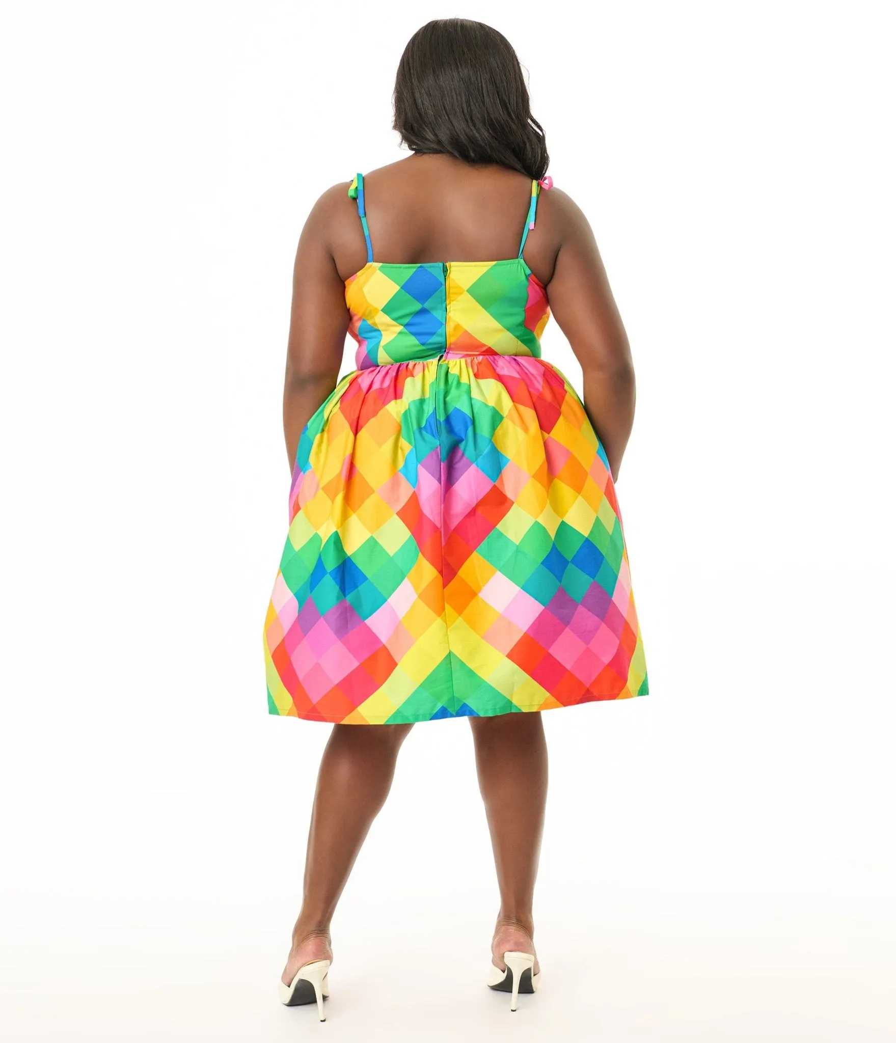 Unique Vintage Plus Size 1950s Rainbow Chevron Cotton Bobbie Swing Dress sold by Unique Vintage product image thumbnail 2