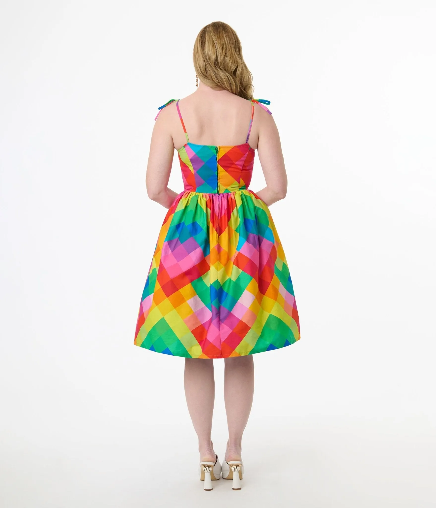 Unique Vintage 1950s Rainbow Chevron Cotton Bobbie Swing Dress sold by Unique Vintage product image thumbnail 2