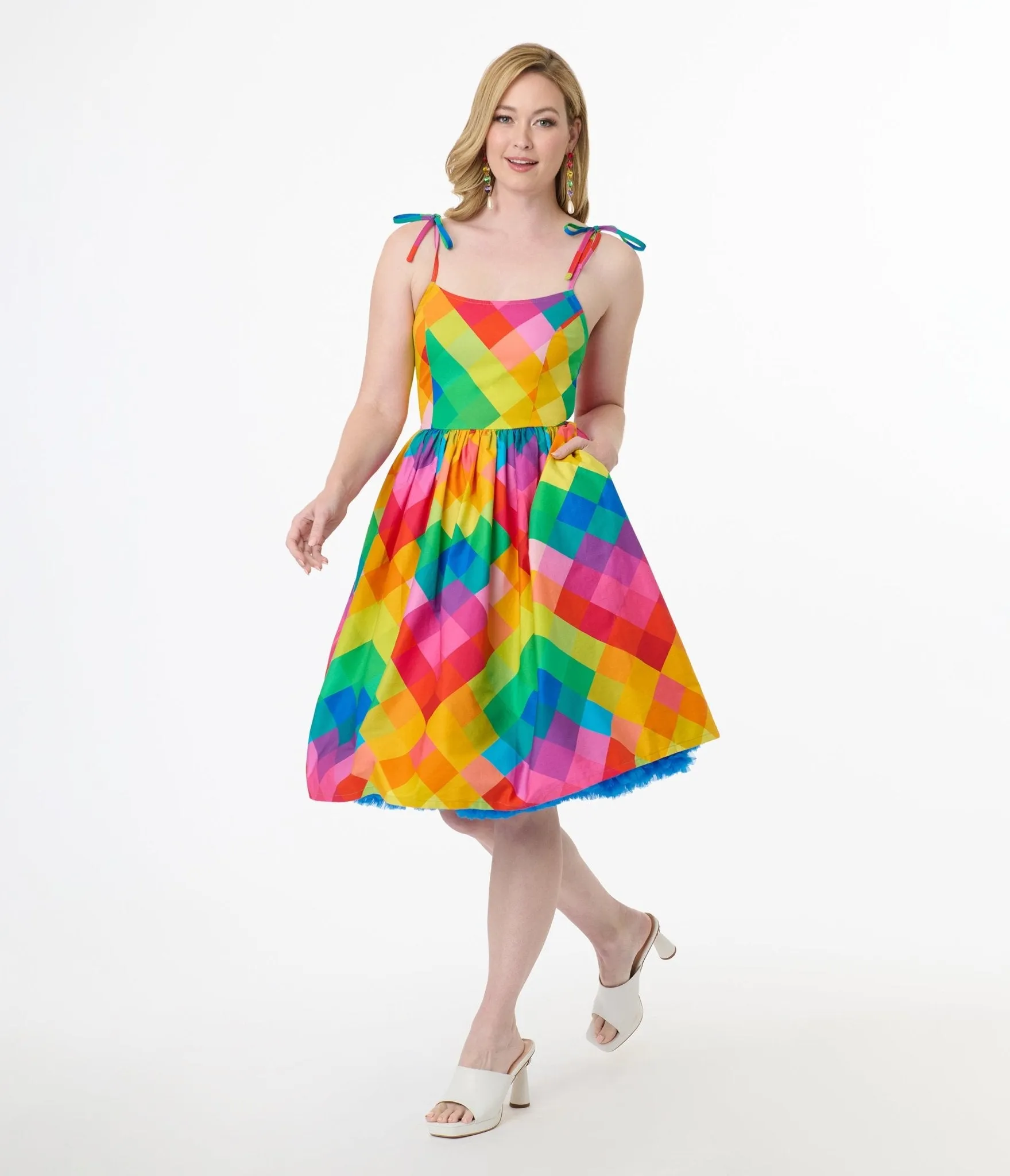 Unique Vintage 1950s Rainbow Chevron Cotton Bobbie Swing Dress sold by Unique Vintage product image thumbnail 3