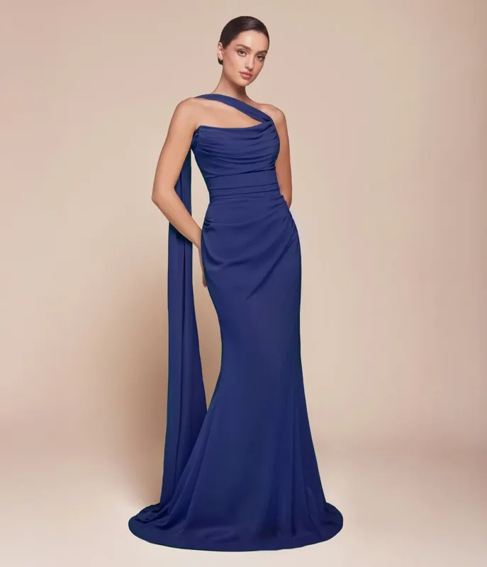 Ladivine by Cinderella Divine Cobalt Versatile Tie Chiffon Dress sold by Unique Vintage