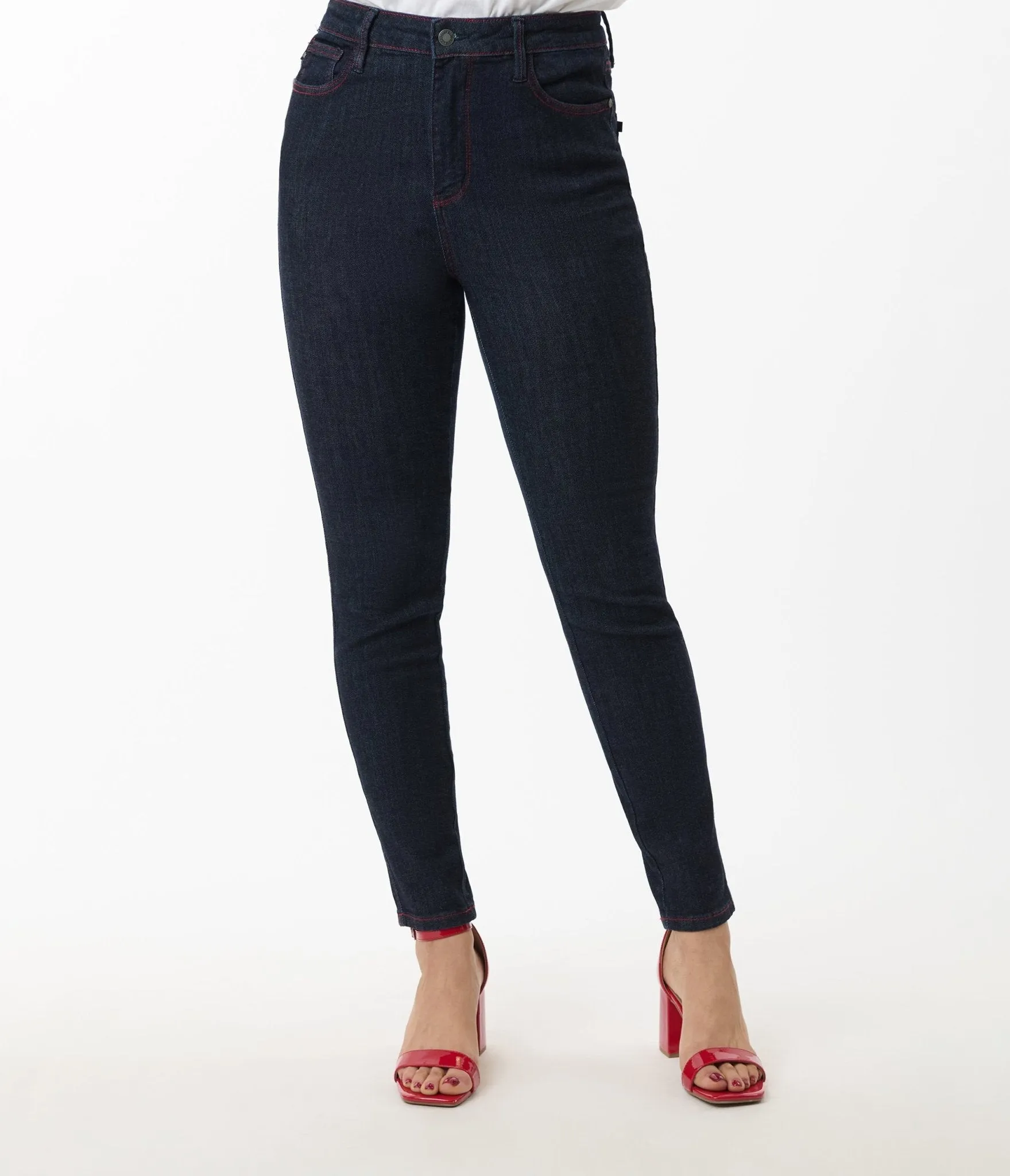 Blue Dark Wash Heart Pocket Skinny Jeans sold by Unique Vintage product image thumbnail 2