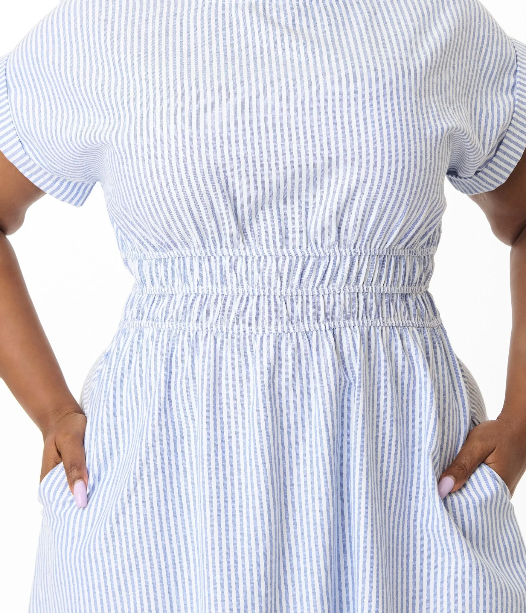 Blue & White Striped Midi Dress sold by Unique Vintage product image thumbnail 2