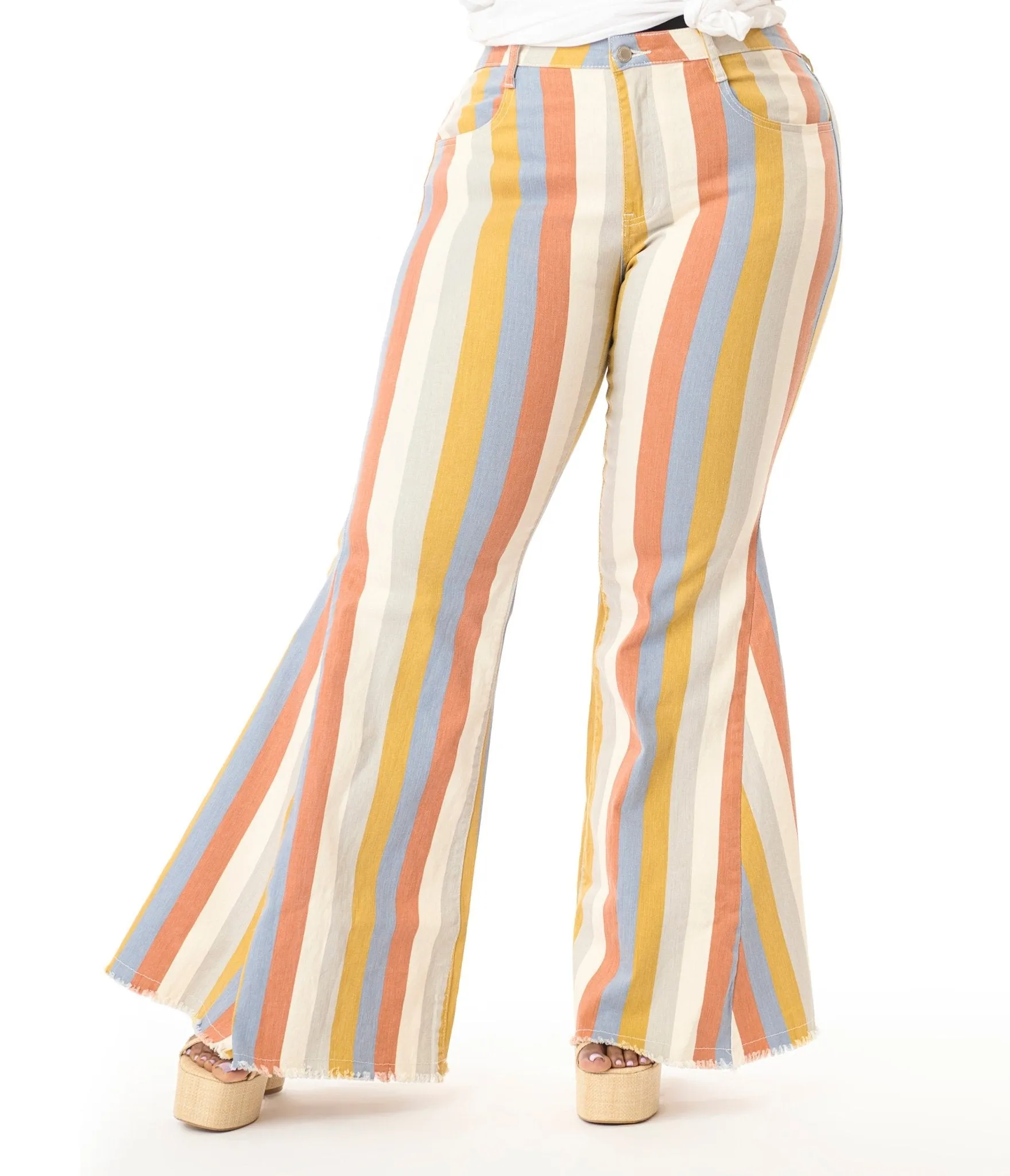 Plus Size Multicolor Striped Western Denim Bell Bottoms sold by Unique Vintage product image thumbnail 2