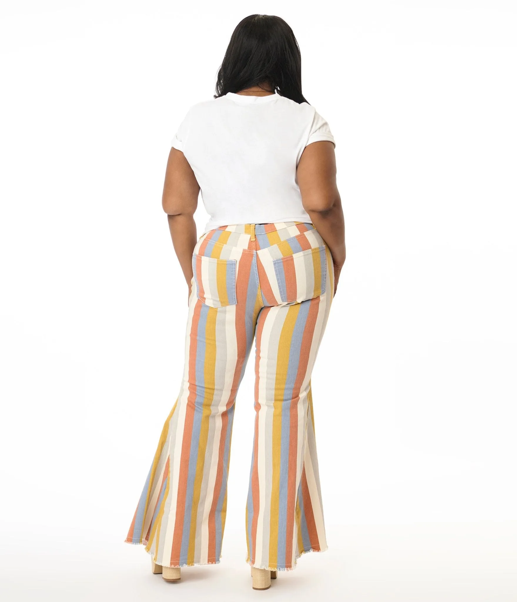 Plus Size Multicolor Striped Western Denim Bell Bottoms sold by Unique Vintage product image thumbnail 3
