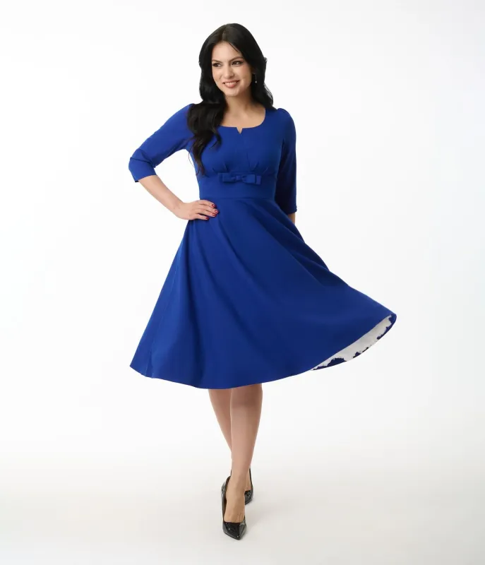 Heart My Closet 1950s Royal Blue Reese Swing Dress sold by Unique Vintage