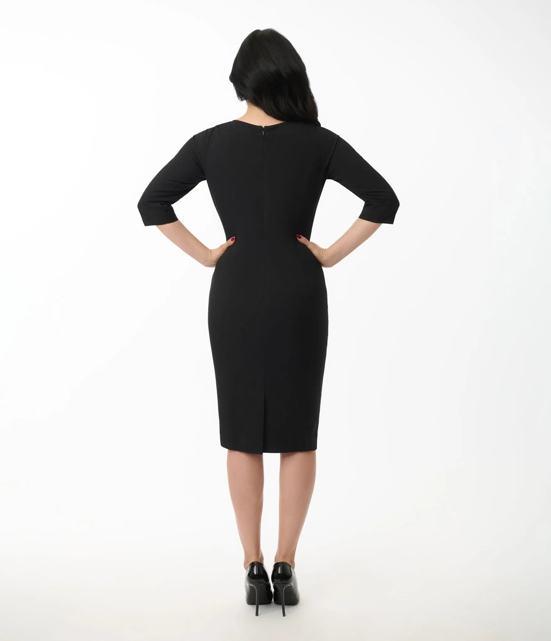 Heart My Closet 1950s Black Old Hollywood Pencil Dress sold by Unique Vintage product image thumbnail 3