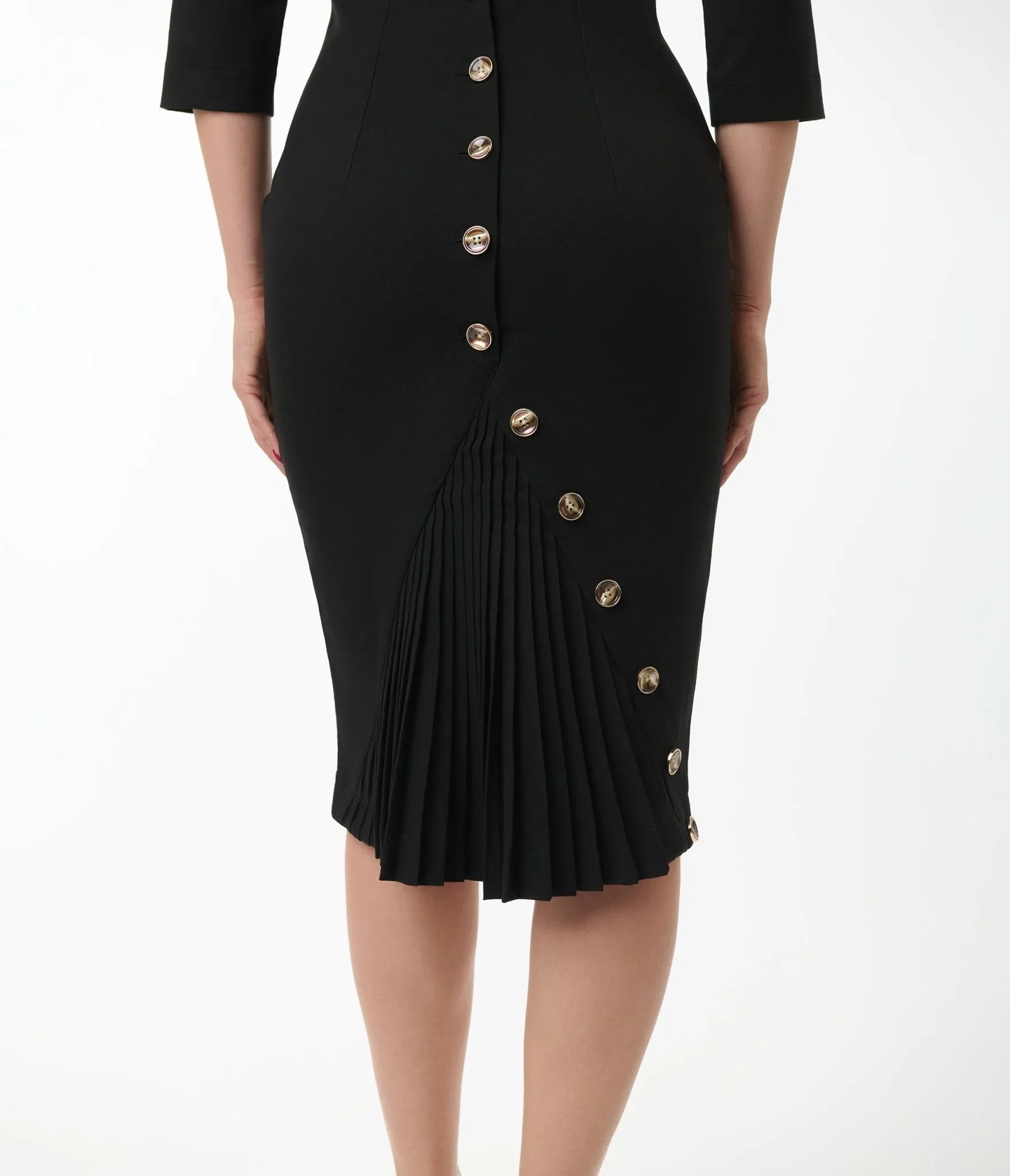 Heart My Closet Black Pleated Back Deborah Pencil Dress sold by Unique Vintage product image thumbnail 2