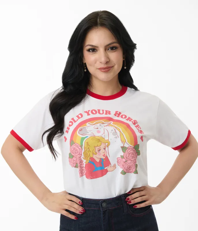 Femfetti Hold Your Horses Cotton Unisex Graphic Tee sold by Unique Vintage
