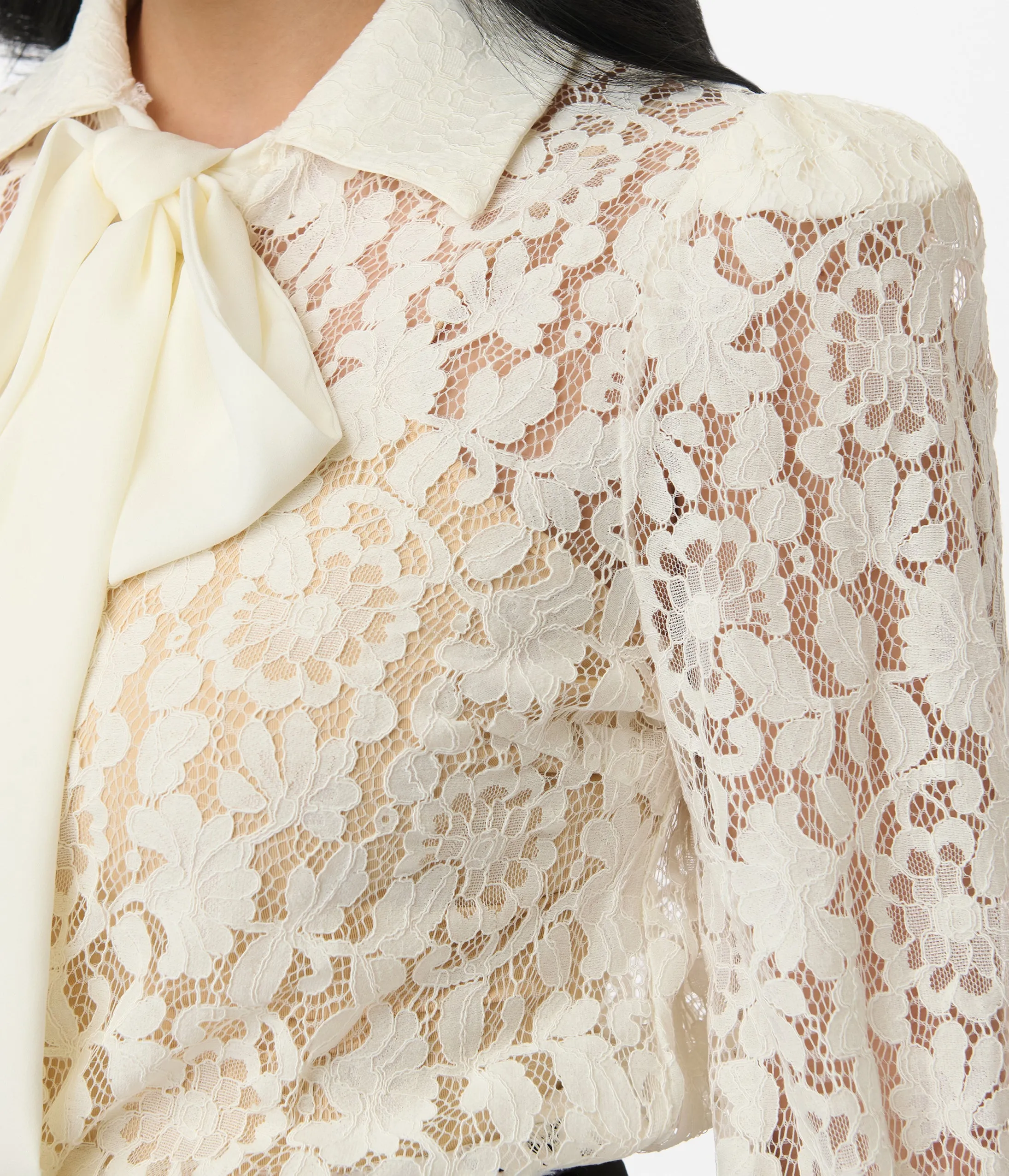 Cream Floral Lace Necktie Blouse sold by Unique Vintage product image thumbnail 2