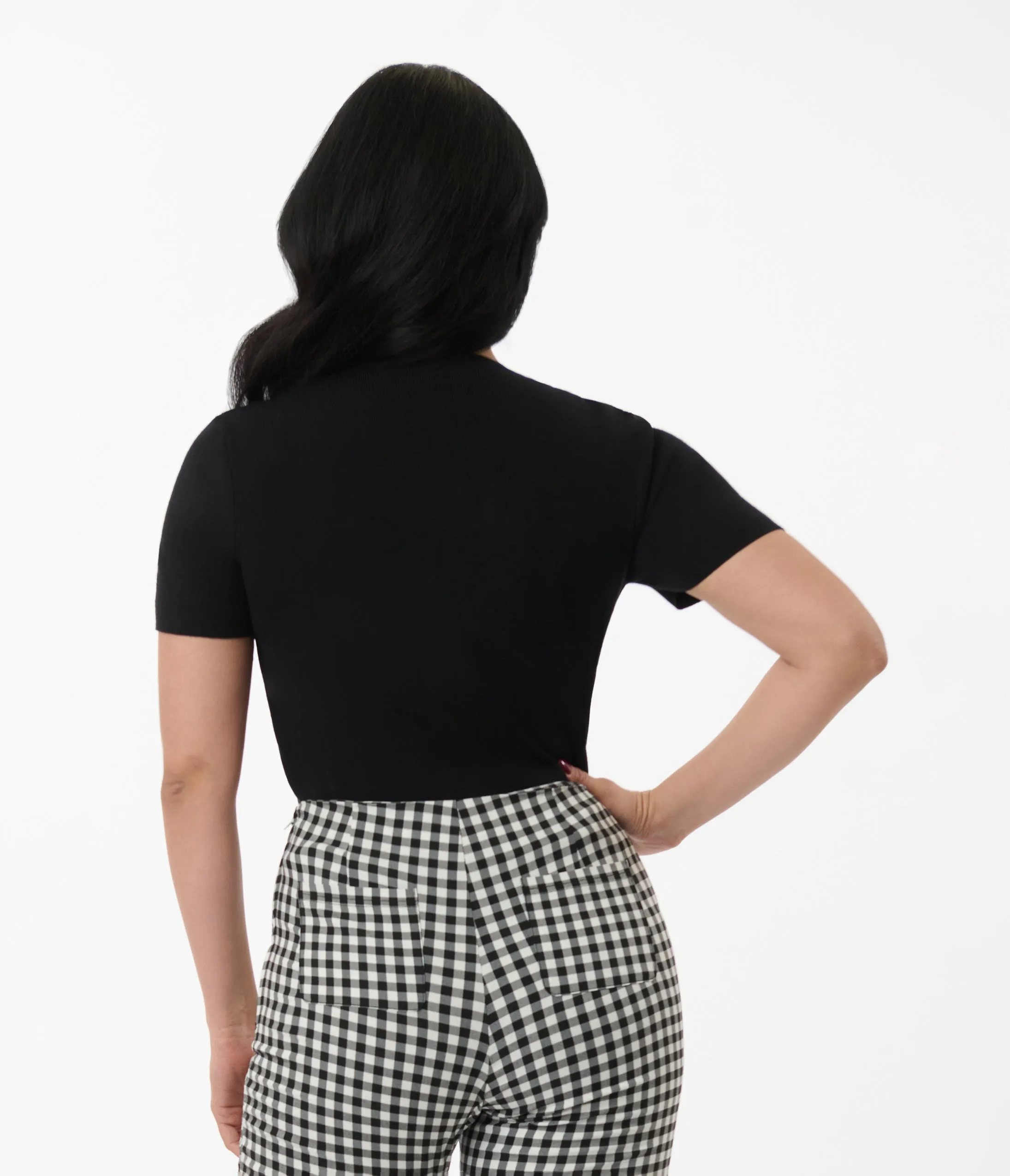 Black Cutout Short Sleeve Sweater sold by Unique Vintage product image thumbnail 2