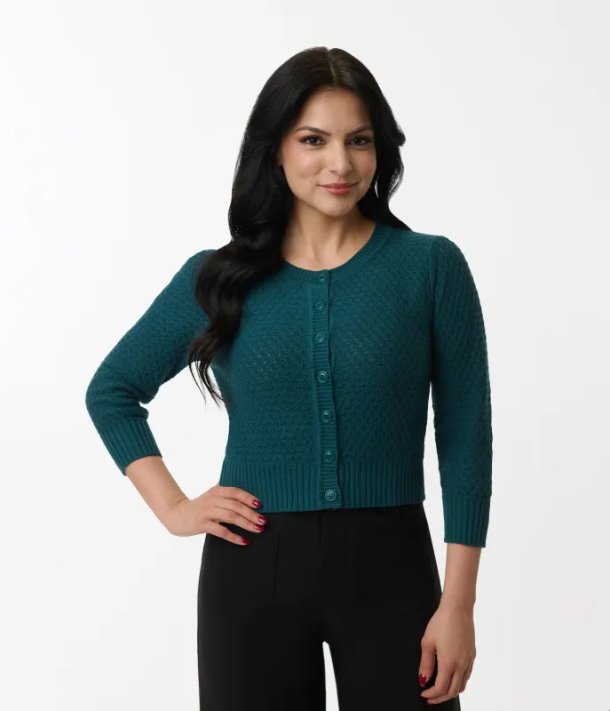 Retro Style Peacock Crochet Cardigan sold by Unique Vintage