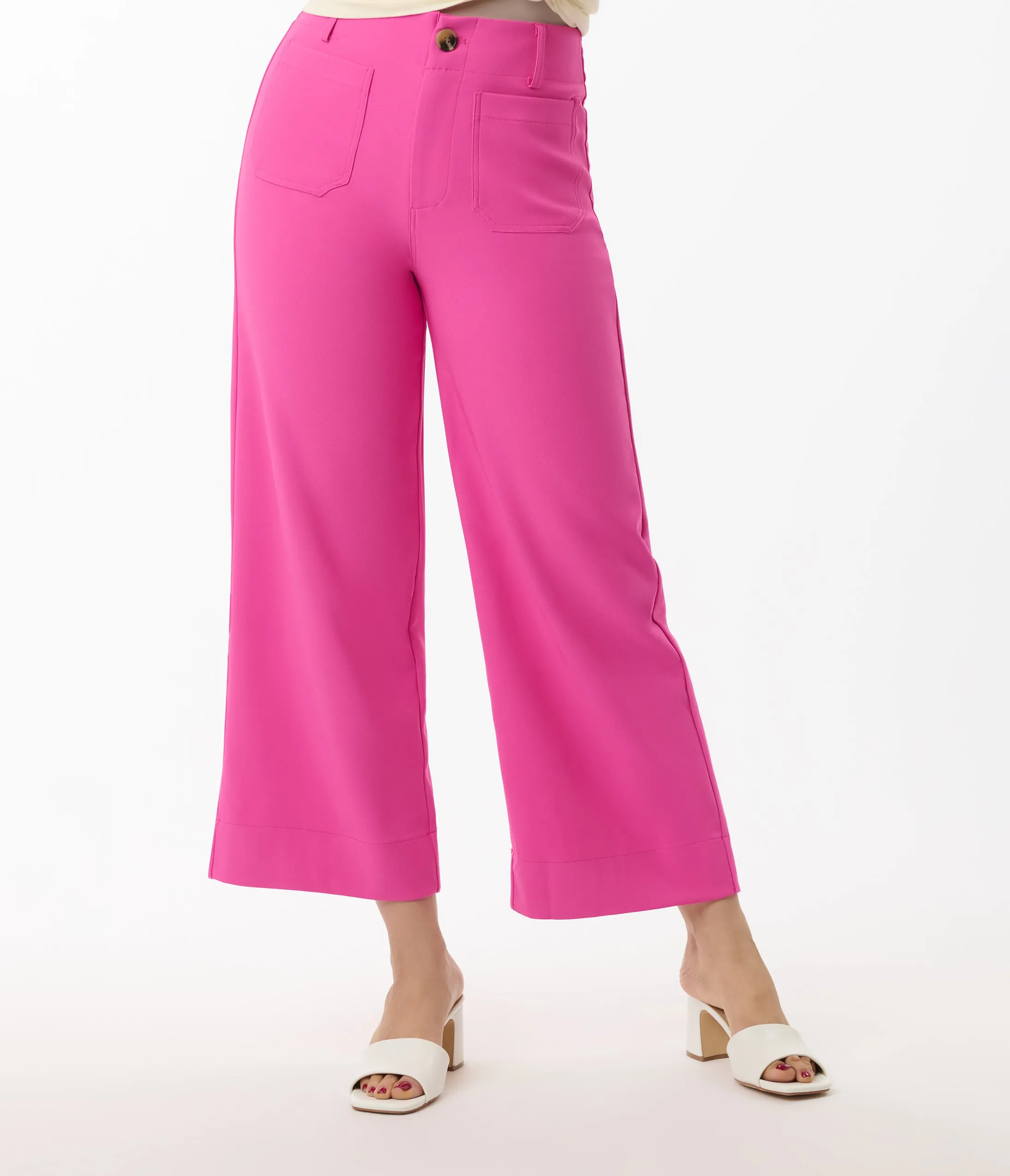 Hot Pink Cropped Wide Leg Colette Pants sold by Unique Vintage product image thumbnail 2