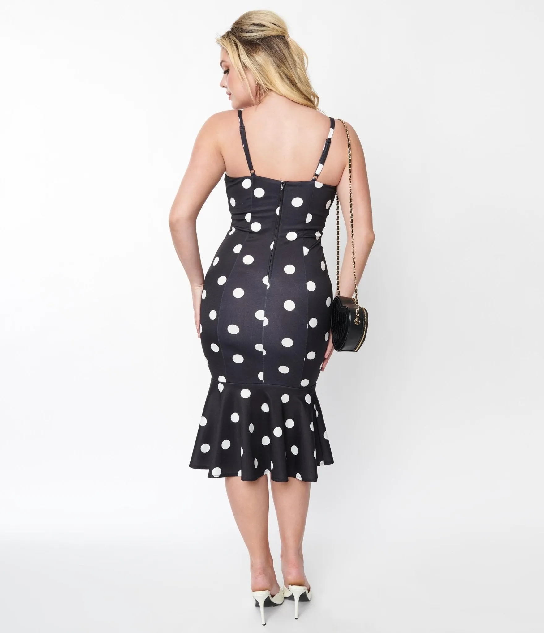 Betty Boop x Unique Vintage Black & White Polka Dot Wiggle Dress sold by Unique Vintage product image thumbnail 3