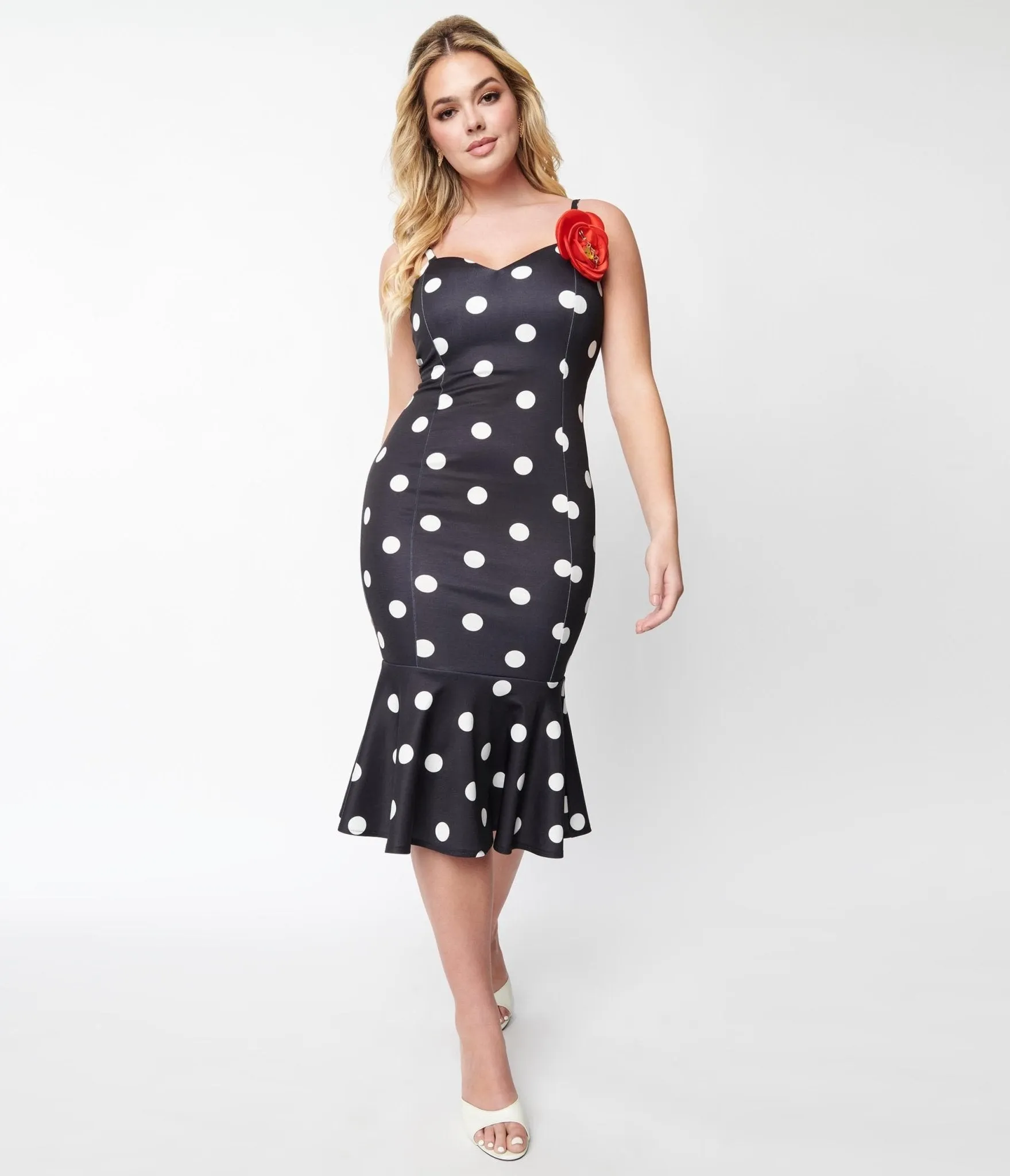 Betty Boop x Unique Vintage Black & White Polka Dot Wiggle Dress sold by Unique Vintage product image thumbnail 4