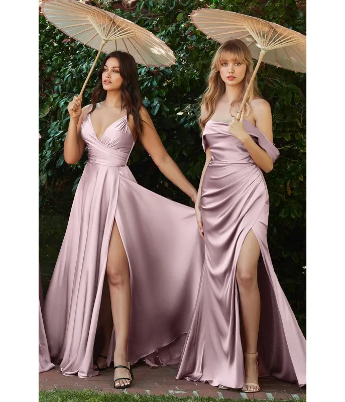 Ladivine by Cinderella Divine Mauve Convertible Charmeuse Prom Dress sold by Unique Vintage