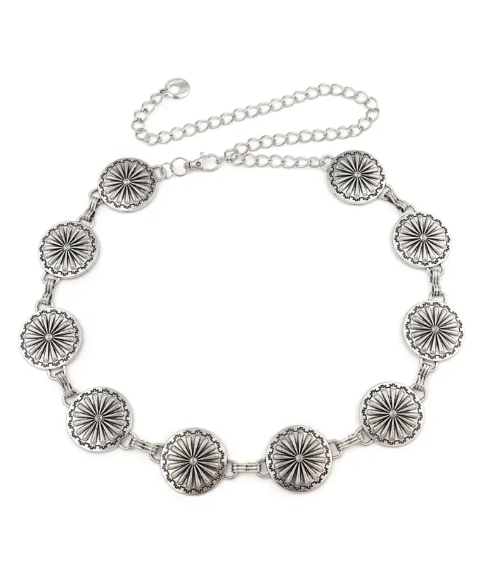 Antique Silver Medallion Chain Belt sold by Unique Vintage