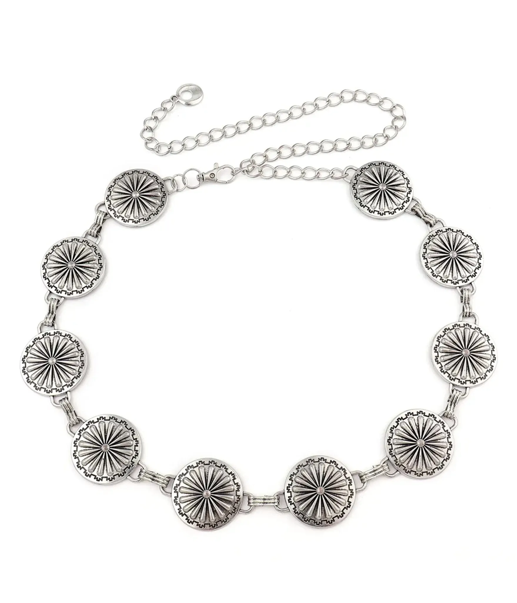 Antique Silver Medallion Chain Belt sold by Unique Vintage