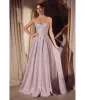 Amoris by Cinderella Divine Light Pink Glitter Sleeveless A-Line Slit Prom Gown sold by Unique Vintage