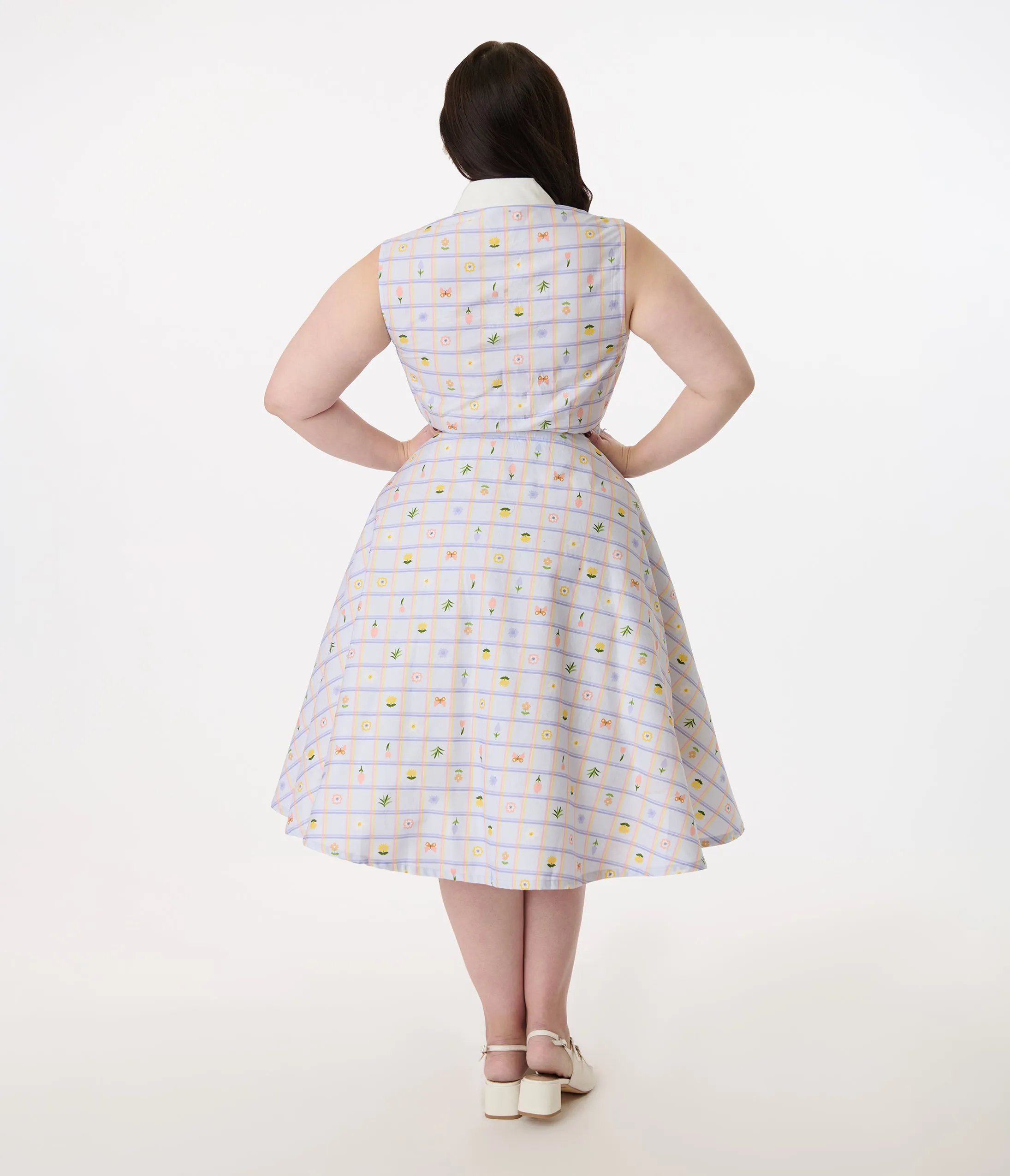 Disney Bambi Collection by Unique Vintage Plus Size Lavender Spring Plaid Darlene Swing Dress sold by Unique Vintage product image thumbnail 3