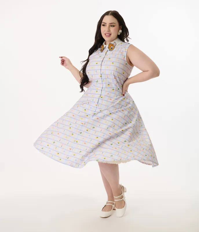 Disney Bambi Collection by Unique Vintage Plus Size Lavender Spring Plaid Darlene Swing Dress sold by Unique Vintage