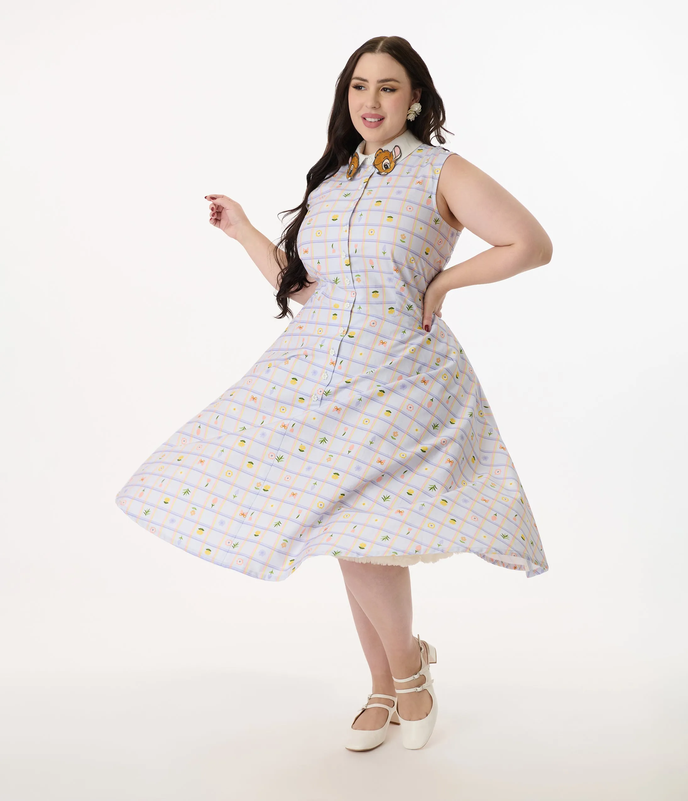 Disney Bambi Collection by Unique Vintage Plus Size Lavender Spring Plaid Darlene Swing Dress sold by Unique Vintage