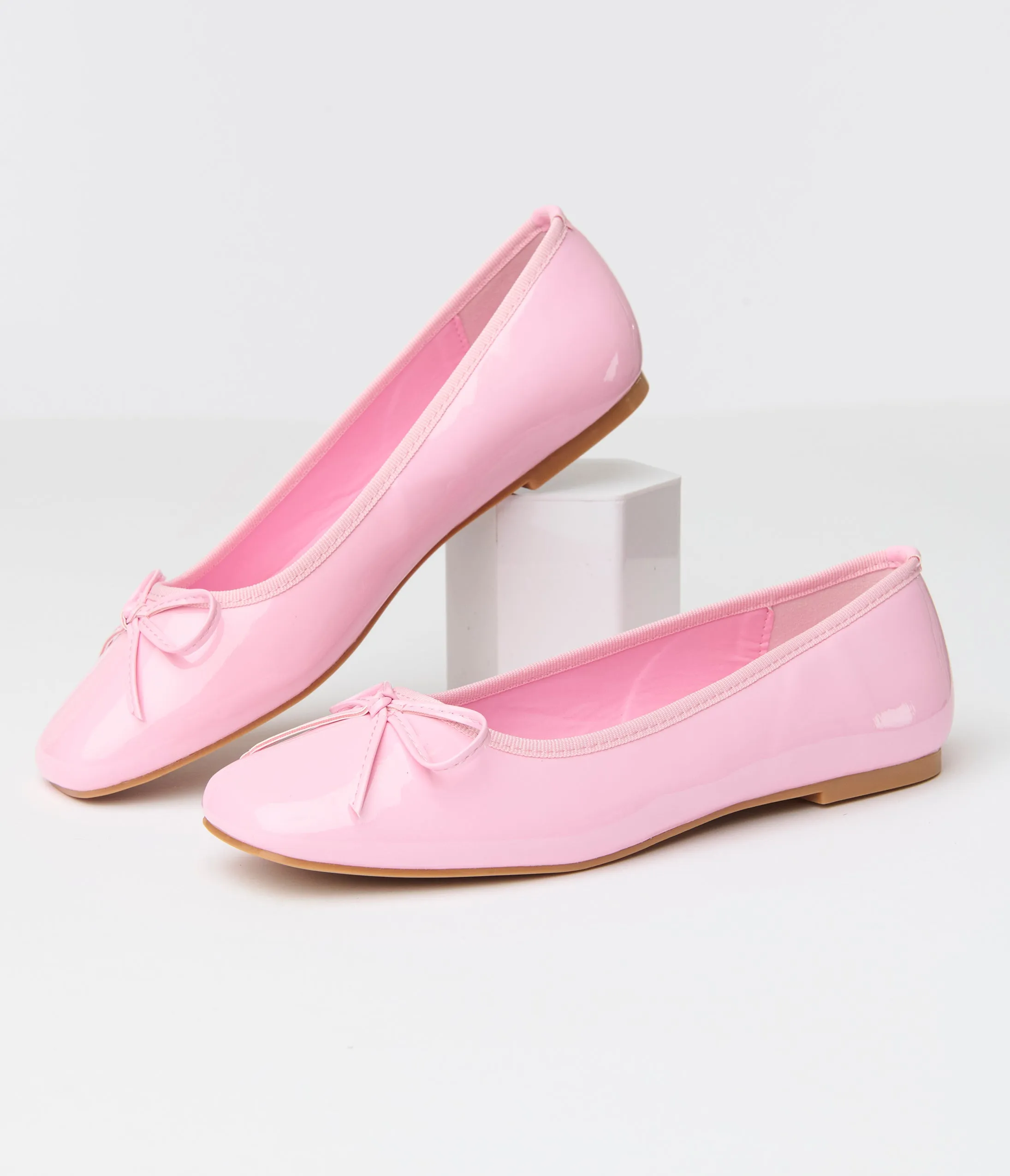 1960s Blush Pink Patent Leatherette Flats sold by Unique Vintage