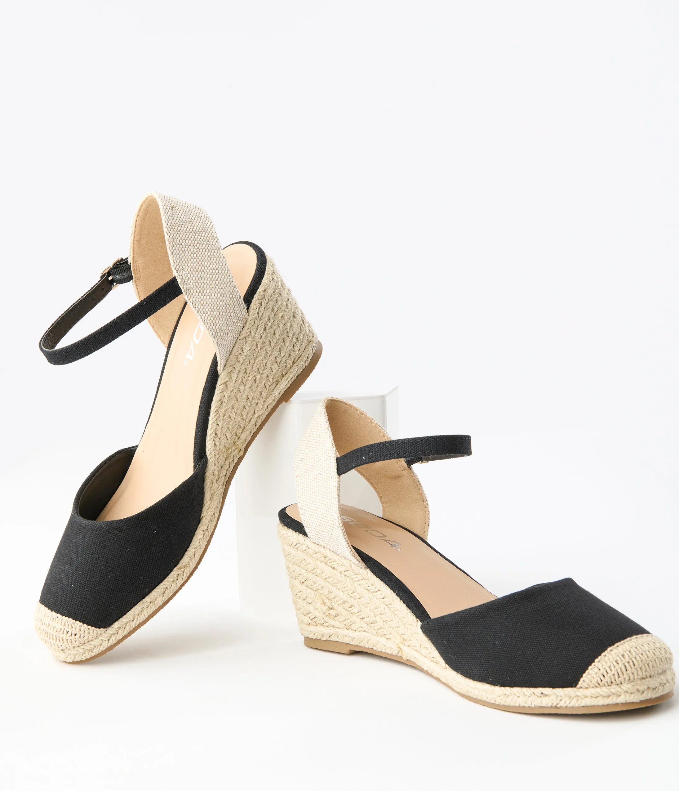 Black Espadrille Wedges sold by Unique Vintage